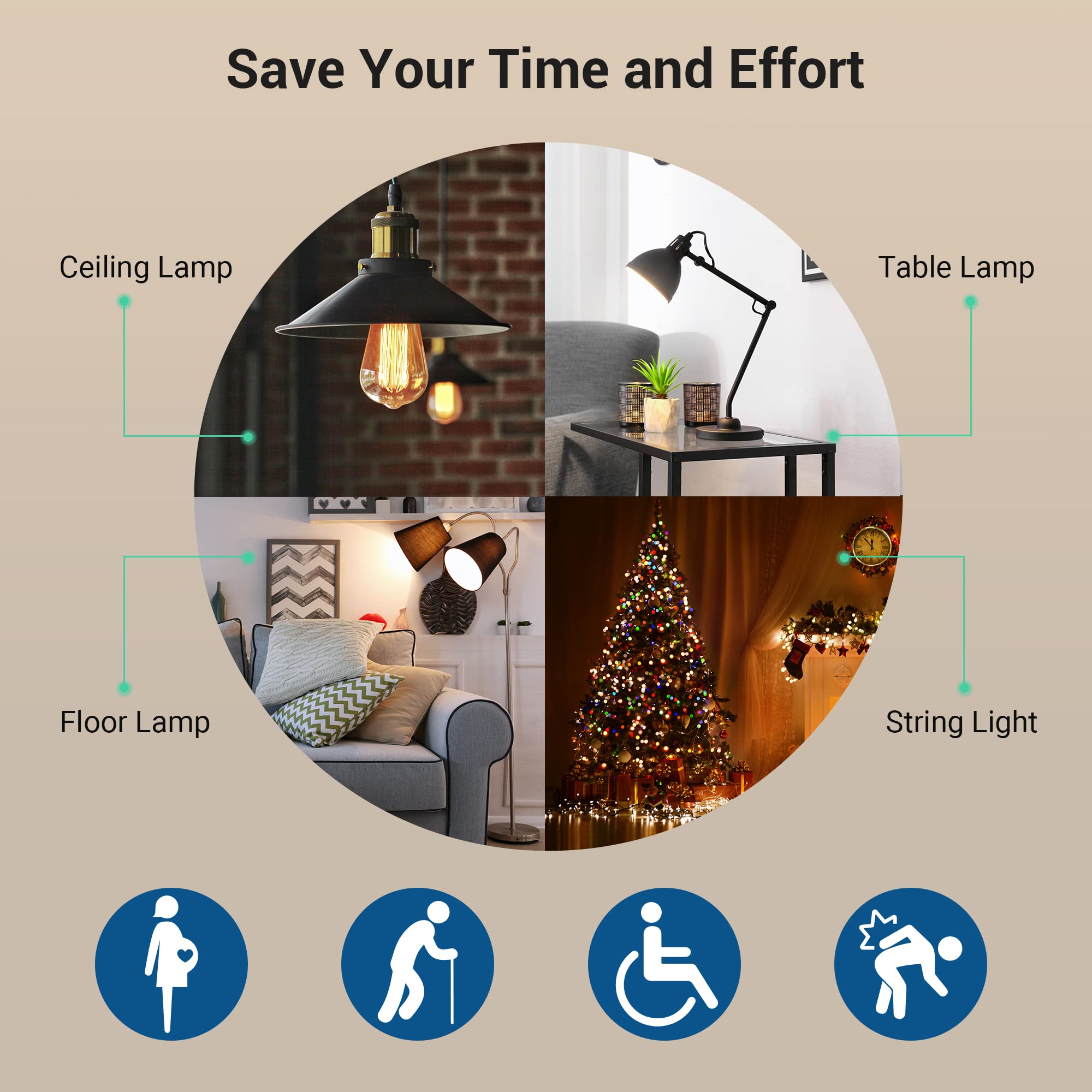 DEWENWILS Indoor Wireless Remote Control Outlet Switch - 15A/1875W, 100ft RF Range, No Wiring Needed, Compact & Programmable Design - Perfect for Bedroom, Living Room & Home Automation