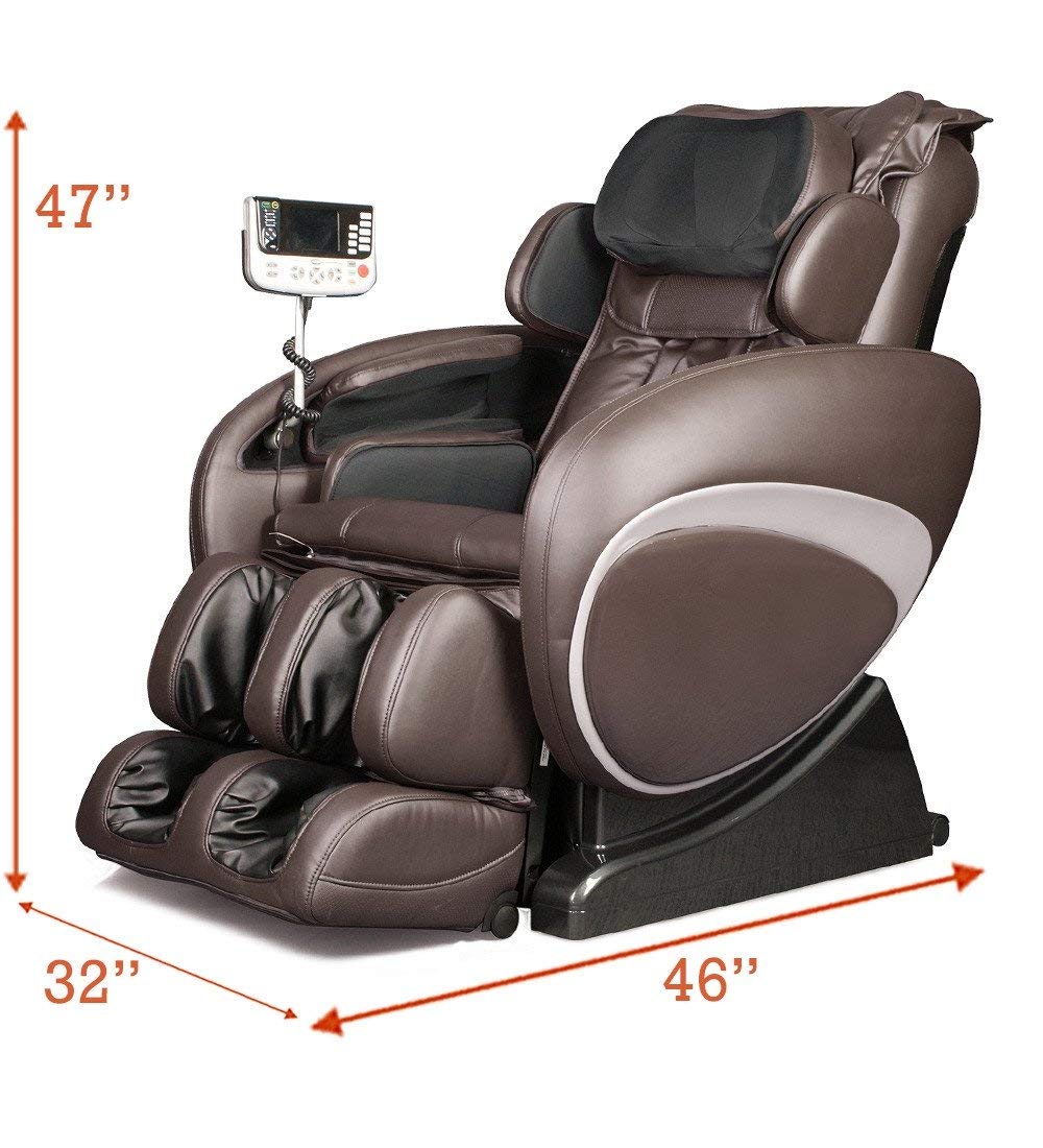 Osaki Zero Gravity Full Body Massage Chair with Heat - Computer Body Scan, Foot Rollers, Seat Vibration & Remote Control - Brown Leather Recliner for Home & Office Relaxation