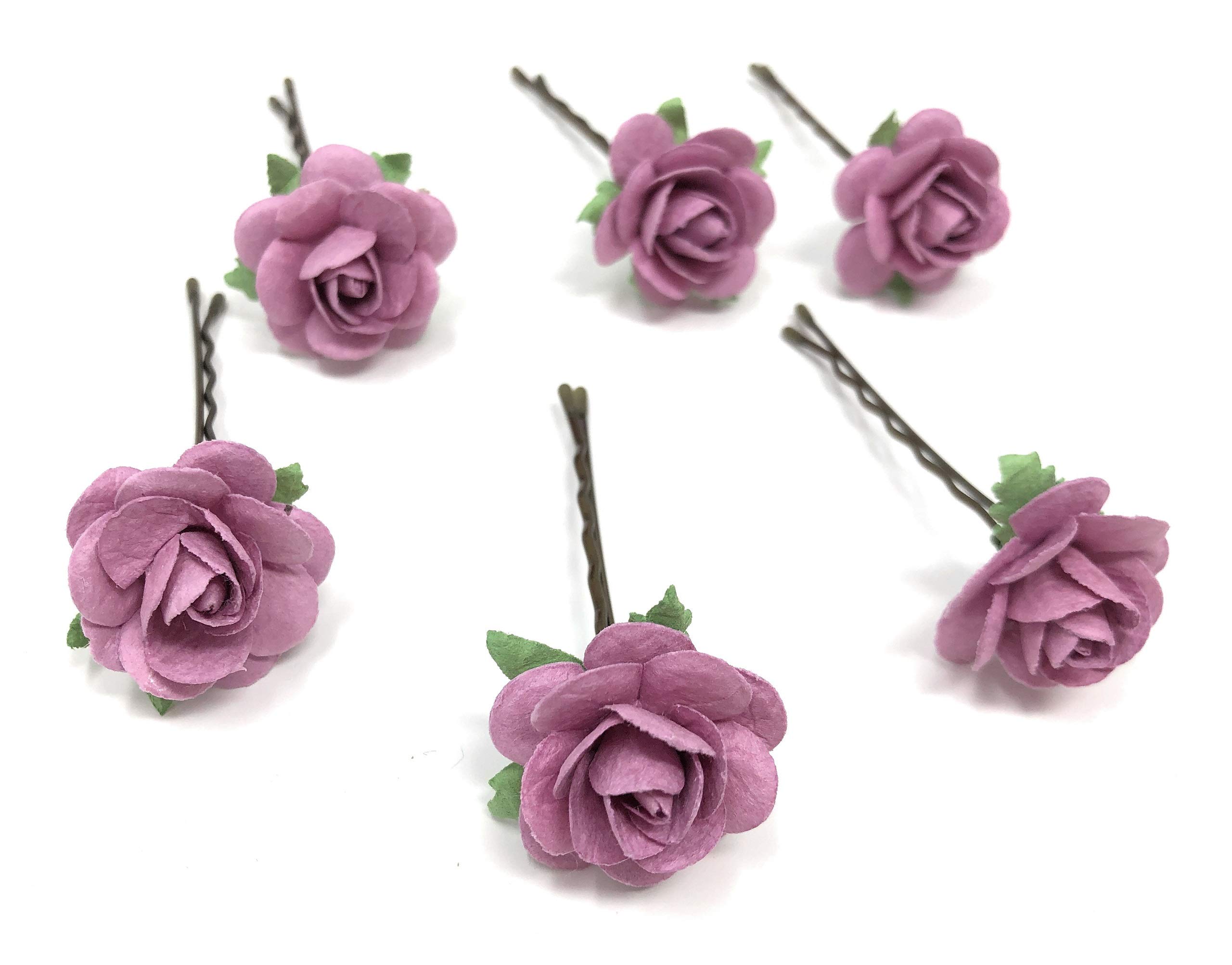 Elegant Rose Hair Pins for Wedding Bridal Hair Accessories - Dusty Rose Floral Hair Clips by Daddasprincess | Perfect for Bridesmaids, Prom, and Special Occasions