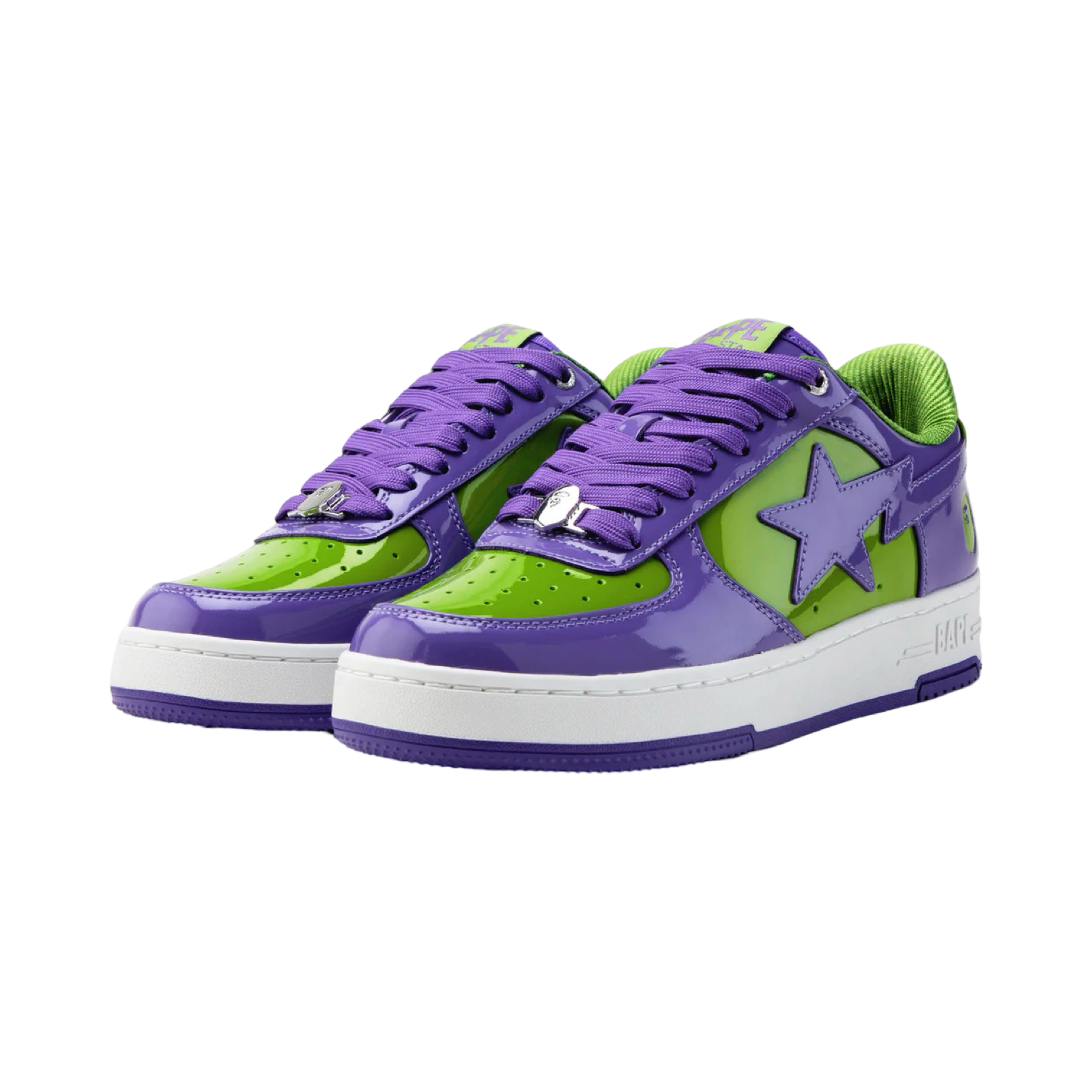 Bape Bapesta #1 M1 Sneakers in Purple, Green & White - Stylish Streetwear for Men's Casual & Urban Fashion