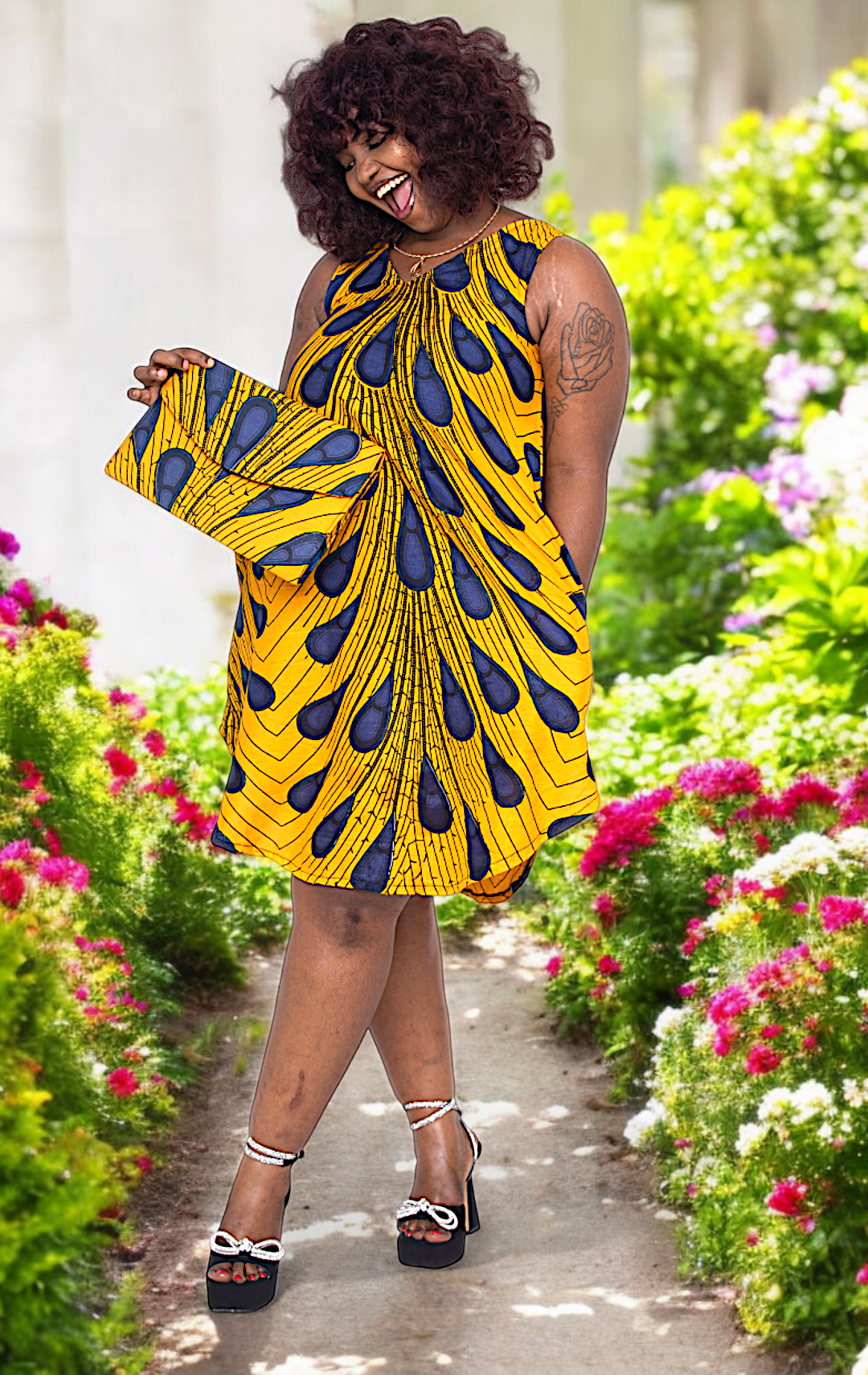 Stylish Blue and Orange Ajere Peacock African Print Dress DP3816D9 - Perfect for Parties, Weddings & Cultural Events | Women's Fashion