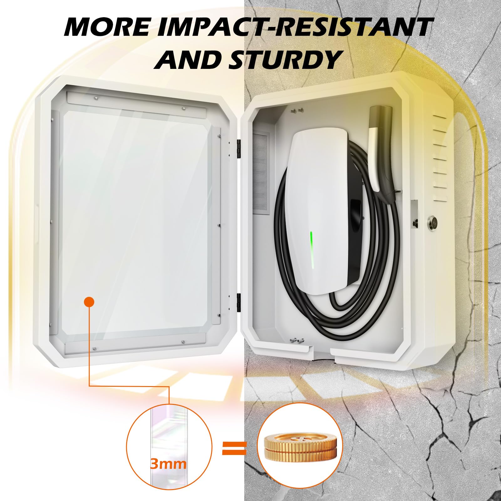 Premium Tesla Gen 3 & ChargePoint EV Charger Station Box - Weatherproof Outdoor Wall Connector Cover with Cable Organizer | Snowproof, Dustproof, Anti-Theft Protection for Home & Garage Charging Accessories | Perfect for Driveway, Parking Spot & Outdoor EV Charging Stations