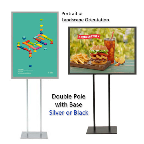 Double Pole Floor Stand 24x72 Sign Holder | 1 1/4