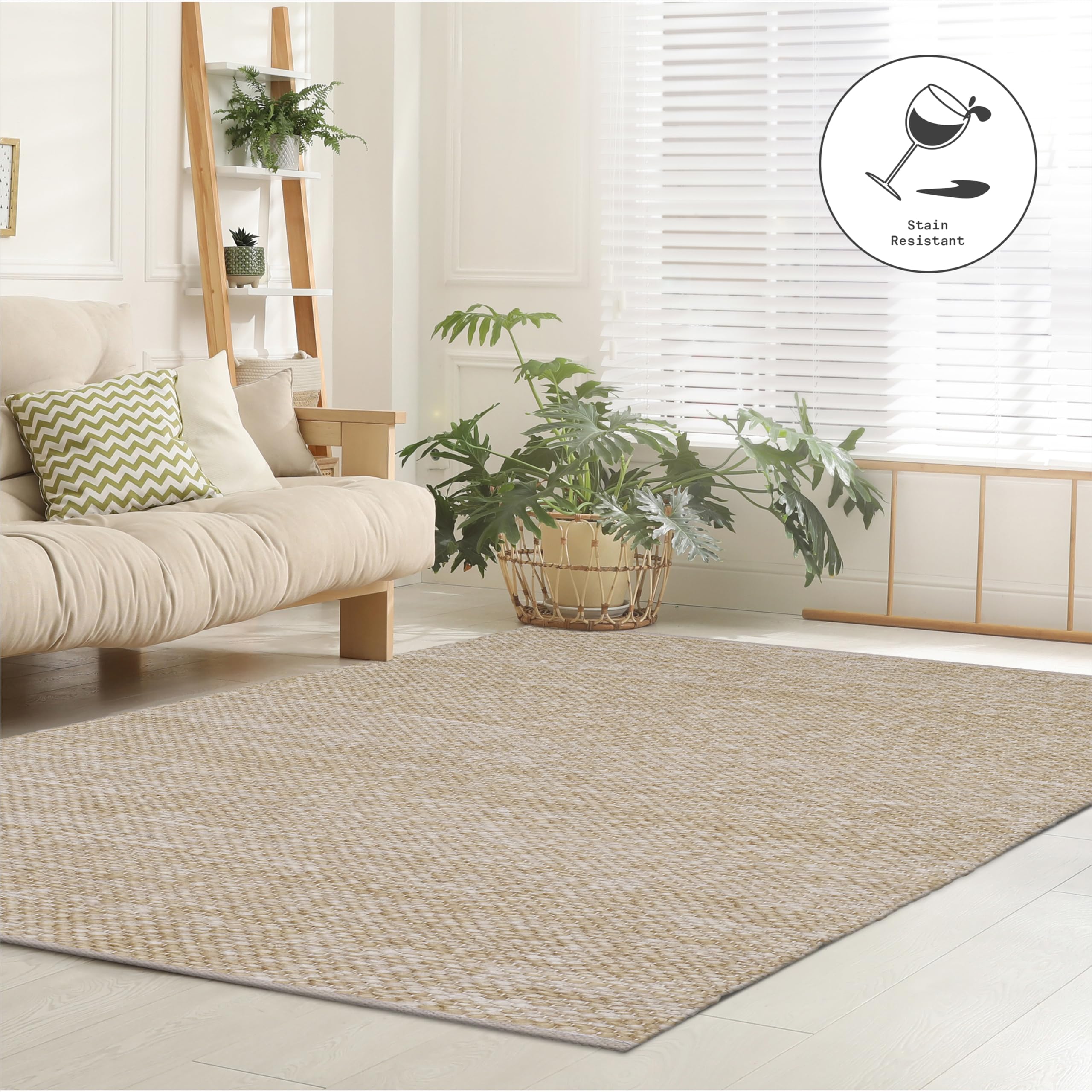 Fab Habitat Machine Washable Area Rug - Hand Woven Stain Resistant Pet Friendly Runner - Premium Recycled Polyester Yarn Solid Design - 2.5x8 ft Sand Color - Perfect for Kitchen Hallway Entryway & High Traffic Areas - Biltmore Collection