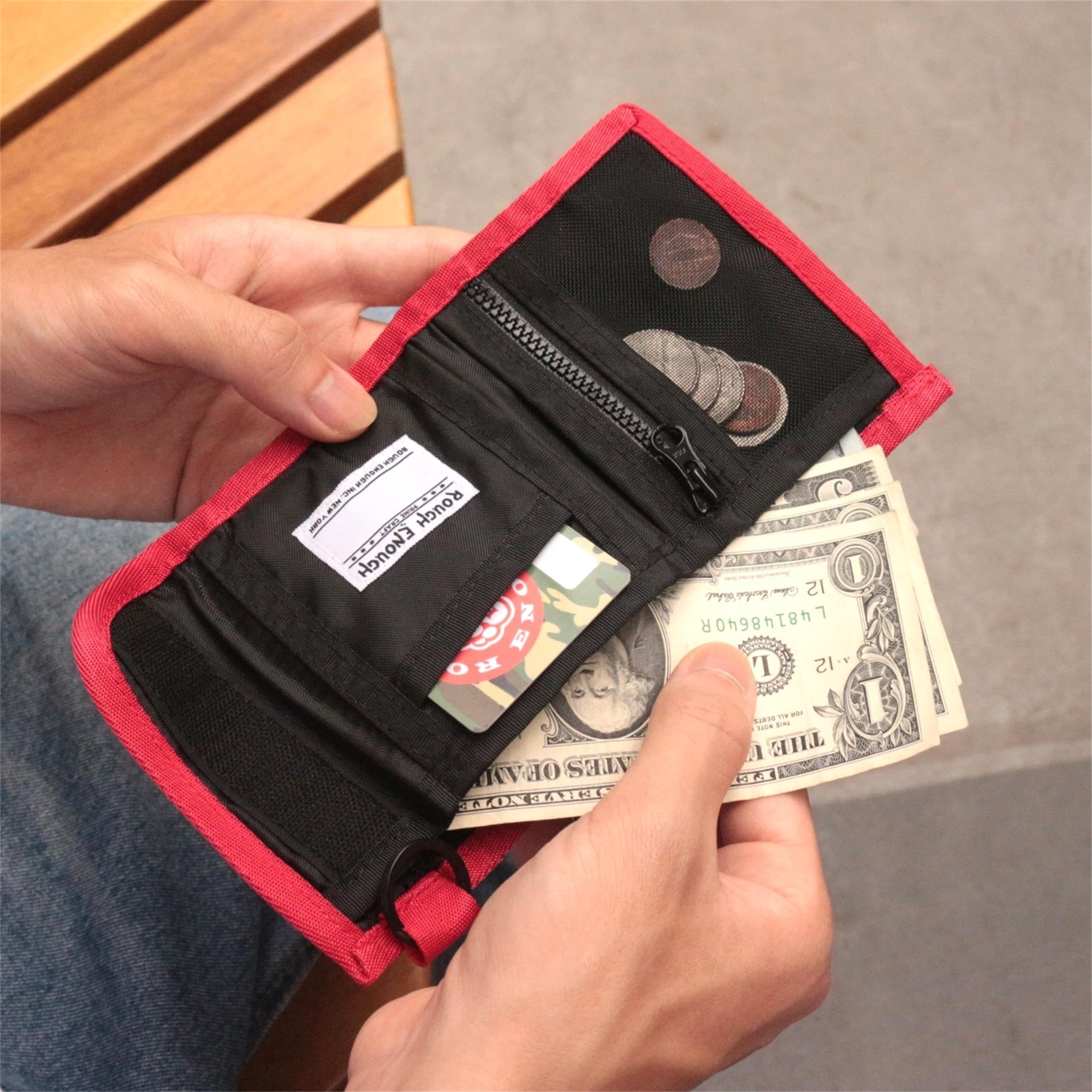 Rugged Kids Wallet for Boys & Teens - Durable Cordura Fabric with Neck Lanyard & Keychain Ring - Perfect for School, Travel & Outdoor Adventures