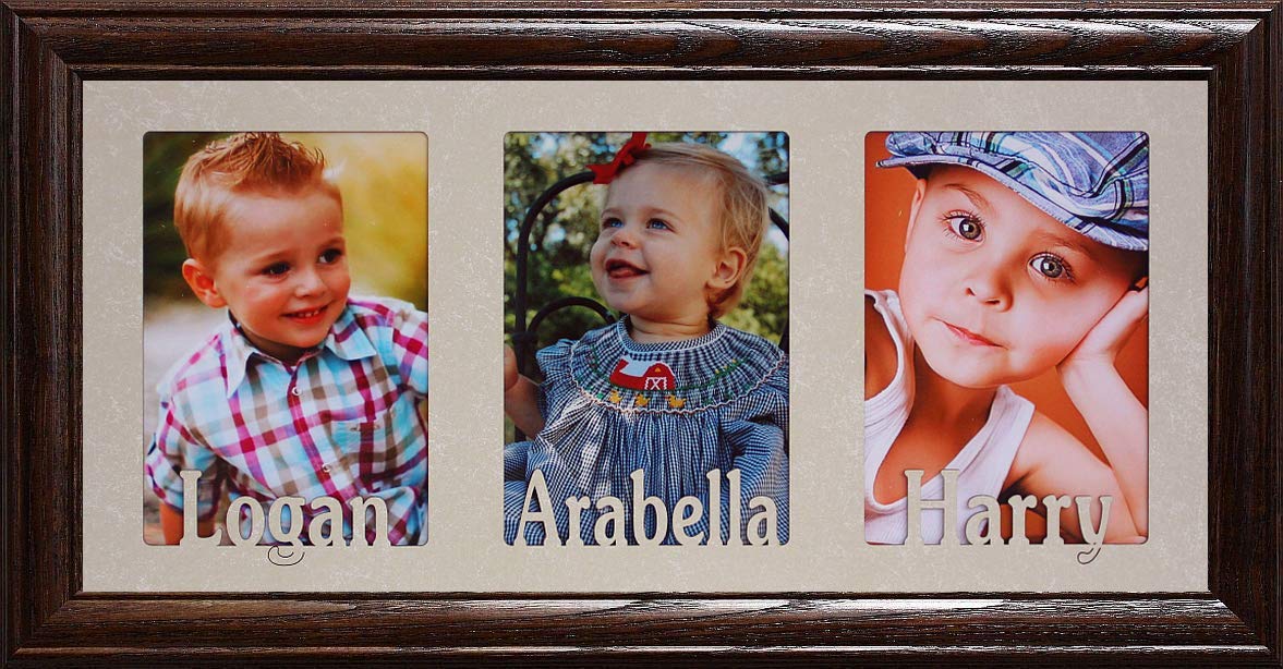 Personalized Triple Photo Frame - Holds Three 4x6 or 5x7 Pictures - Custom Frame Color - Perfect Gift for Grandparents, Parents & Loved Ones - Ideal for Home Decor, Wedding Photos & Family Memories