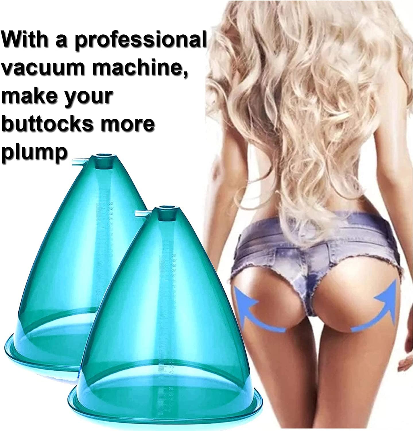 Premium XL Buttock Vacuum Cups 180ml - Professional Butt Lifting & Body Cupping Therapy Accessories for Home Spa, Massage, and Body Contouring