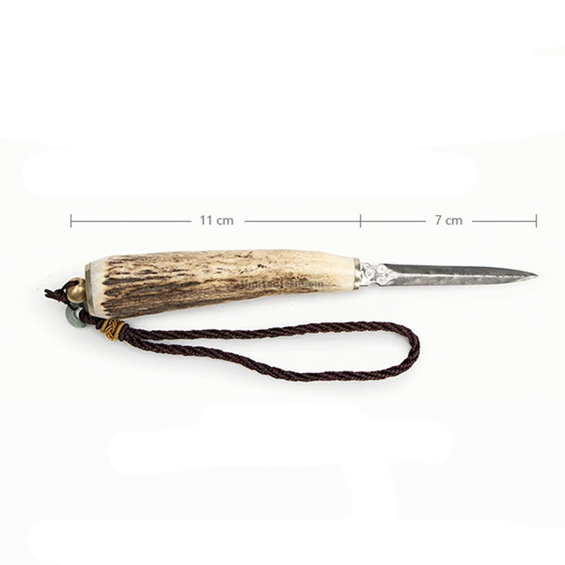 Premium Poplar Wood Tea Knife with Genuine Leather Case - Perfect for Tea Lovers, Camping, and Outdoor Adventures