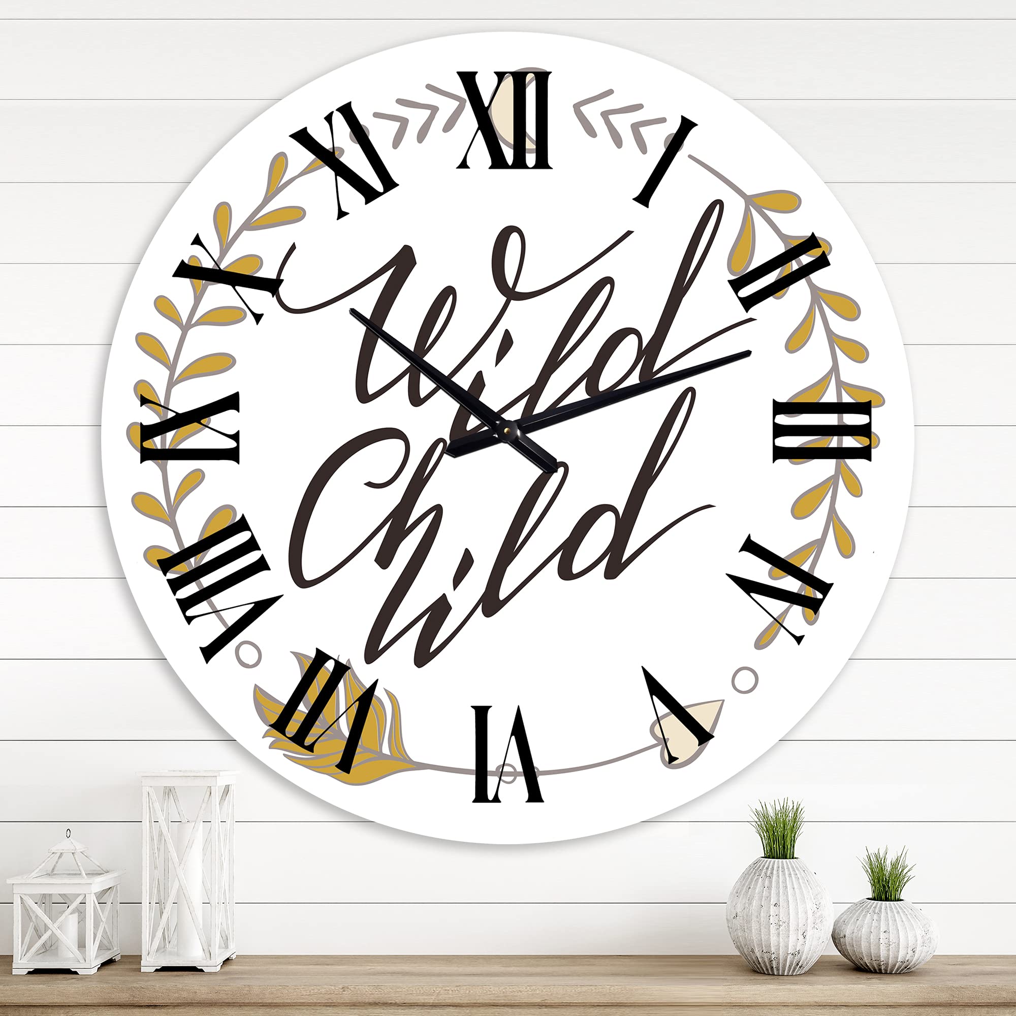 DesignQ 'Wild Child' Large Traditional Wall Clock - Vintage Decor for Living Room, Bedroom & Office - Perfect Home & Gift Idea