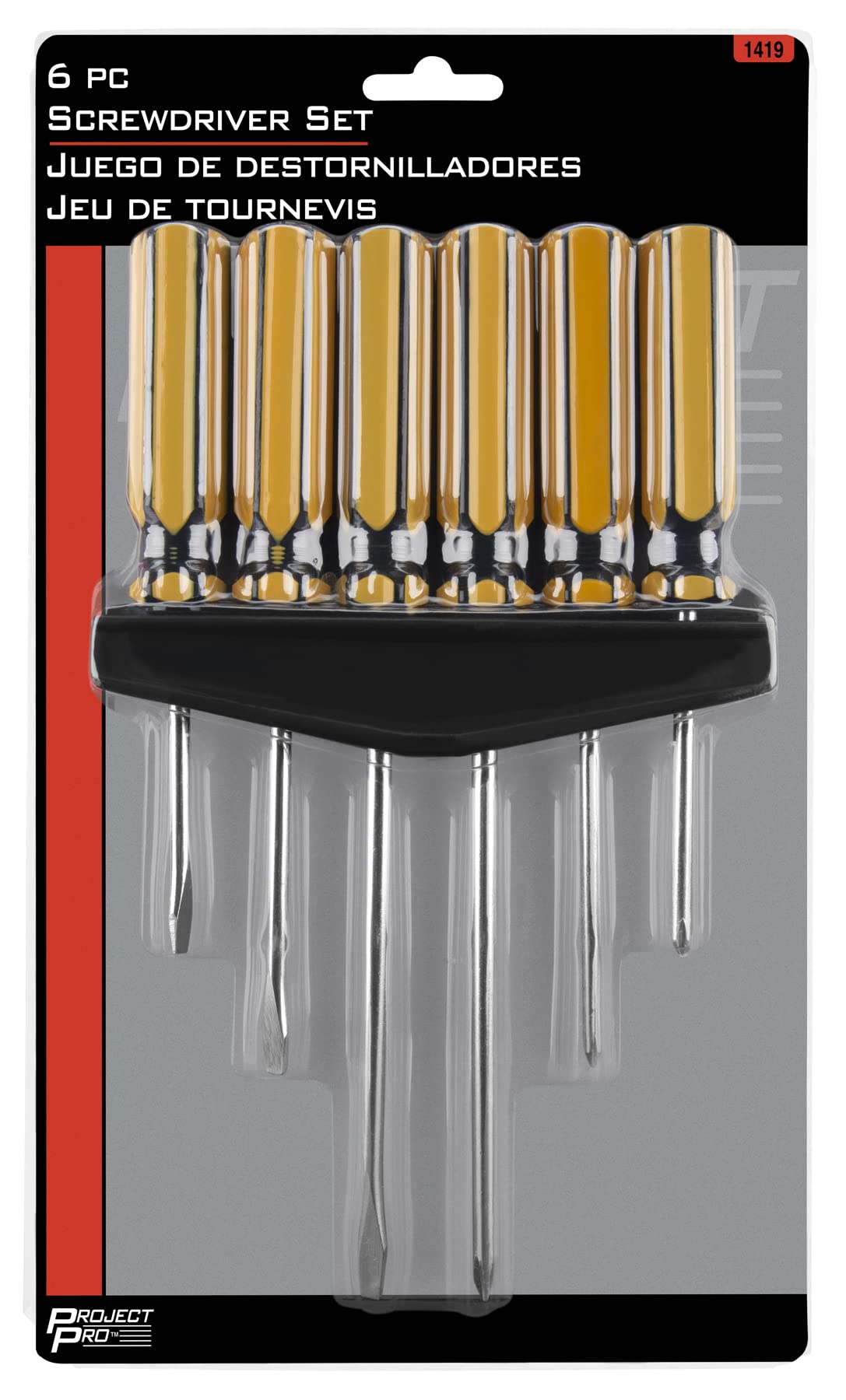 Performance Tool 1419 6-Piece Screwdriver Set - Heat Treated Alloy Steel with Plated Shafts & Organizer Rack - Perfect for Home Repair, DIY Projects & Professional Use