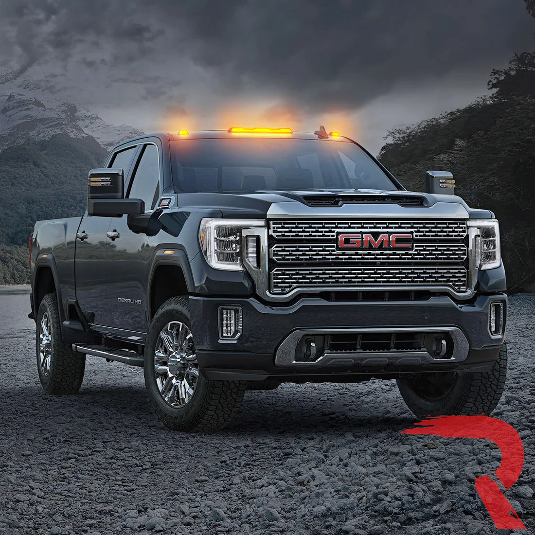 GMC & Chevy 20-24 4th Gen Heavy Duty 3-Piece Amber Cab Roof Light Lens with LED - OEM Replacement for Truck Cab Lights - Perfect for Off-Roading, Night Driving & Emergency Vehicles