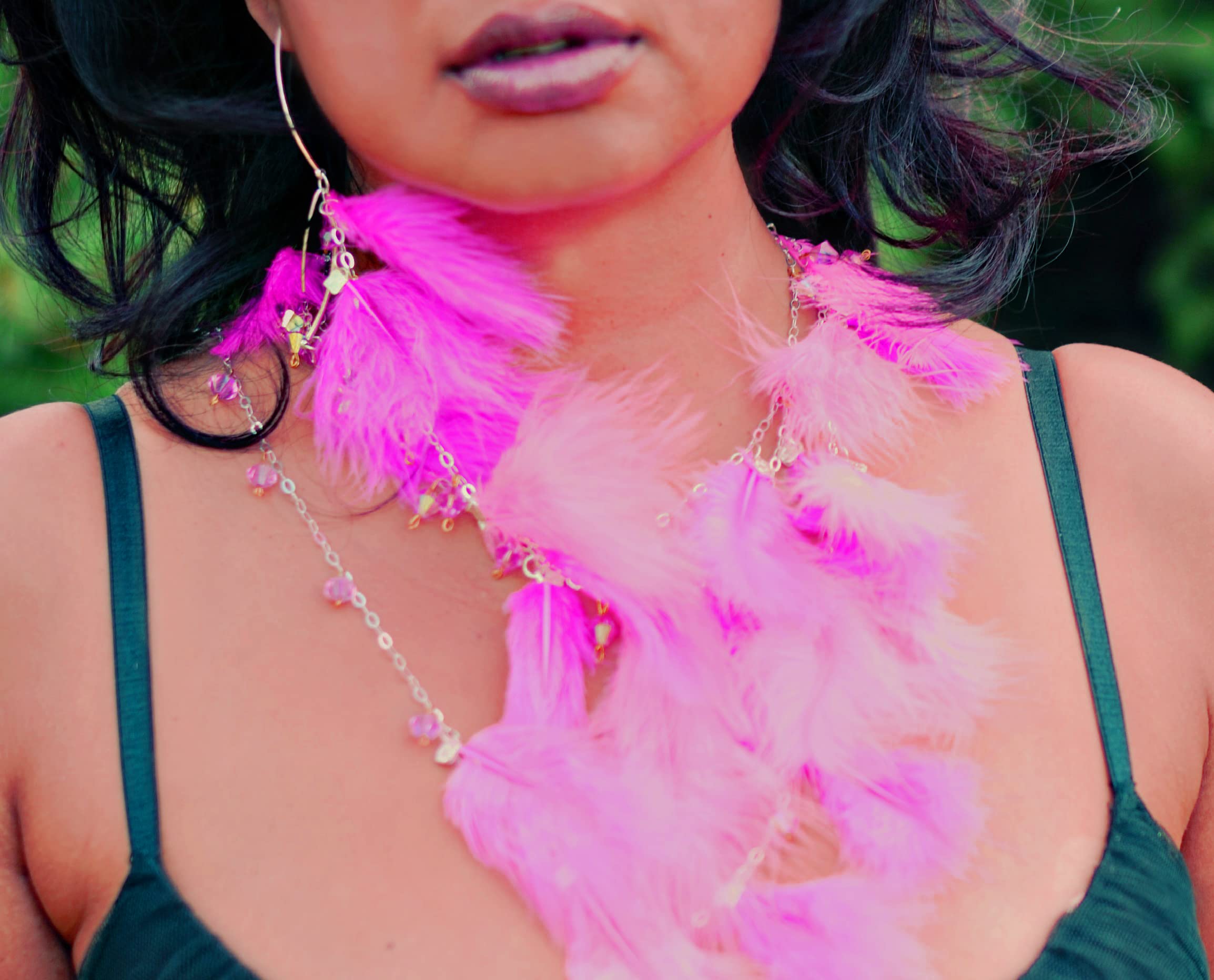 Tickled Pink Ear-Necklace - Stylish Dangle Earrings with Necklace Chain for Women | Perfect for Parties, Weddings & Date Nights