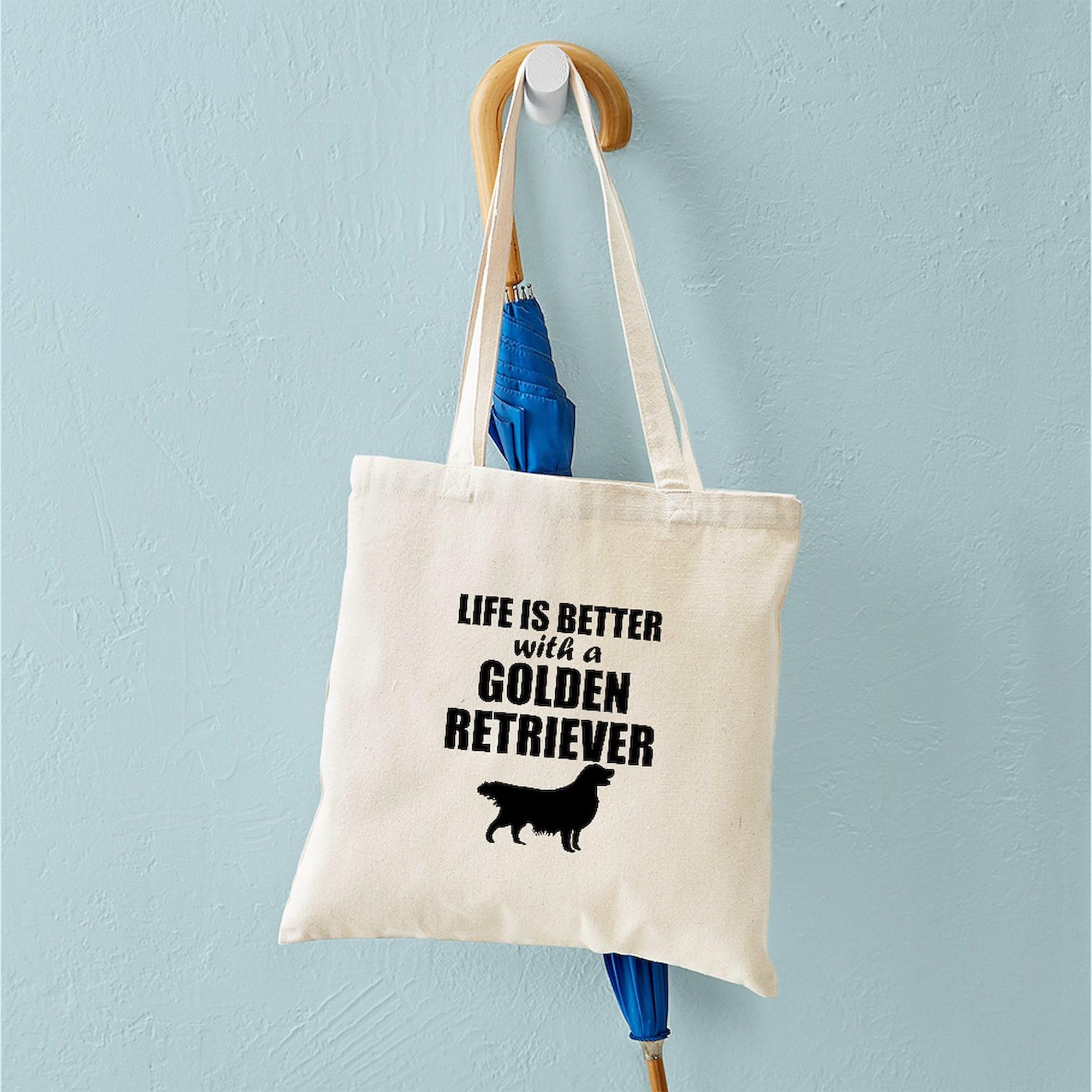 Life Is Better With A Golden Retriever - Natural Canvas Tote Bag | Reusable Eco-Friendly Shopping Bag for Groceries, Beach & Daily Use