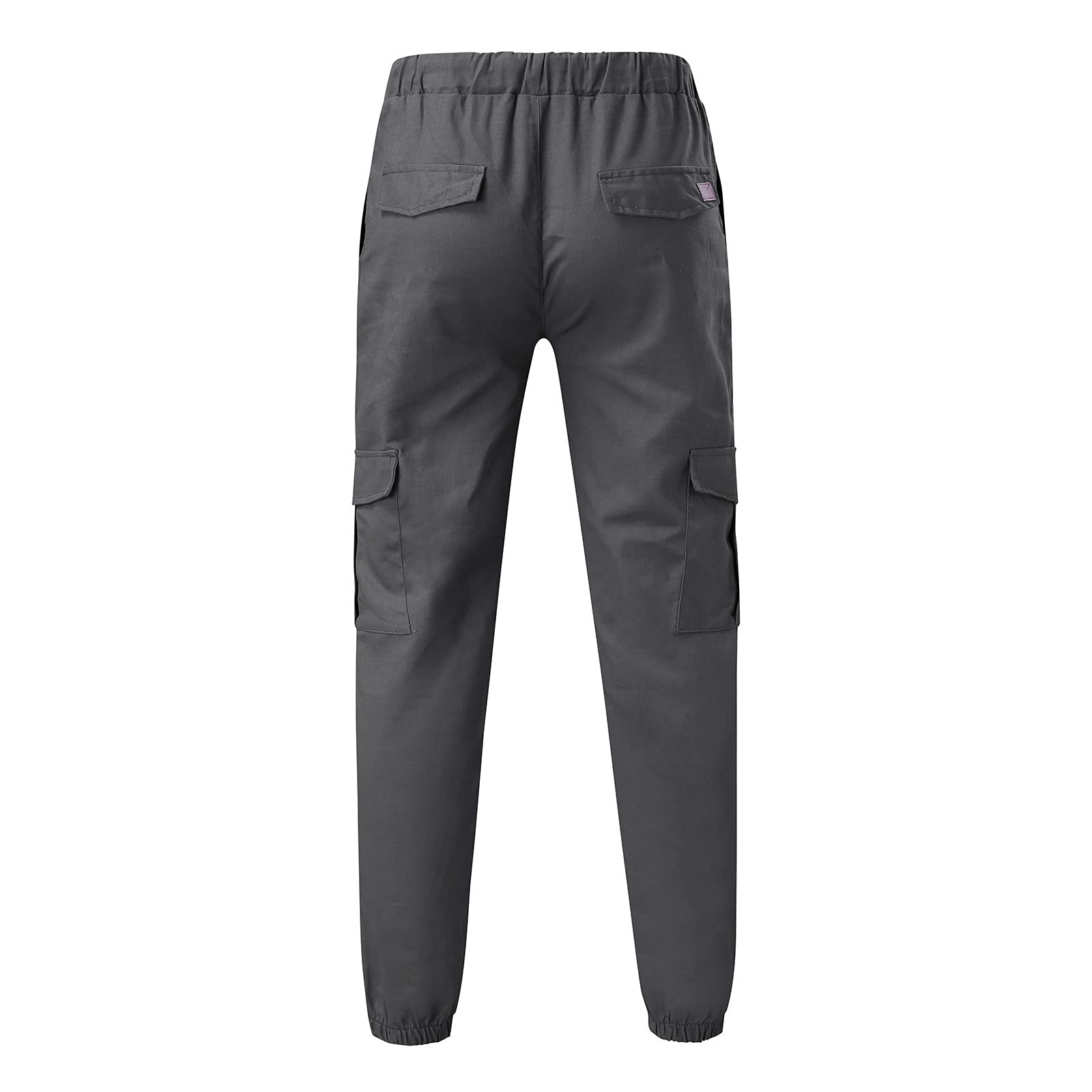 XUETON Men's Slim Fit Tapered Cargo Pants - Casual Chino Joggers with Pockets & Drawstring - Gray Work Trousers for Office, Travel & Outdoor Activities