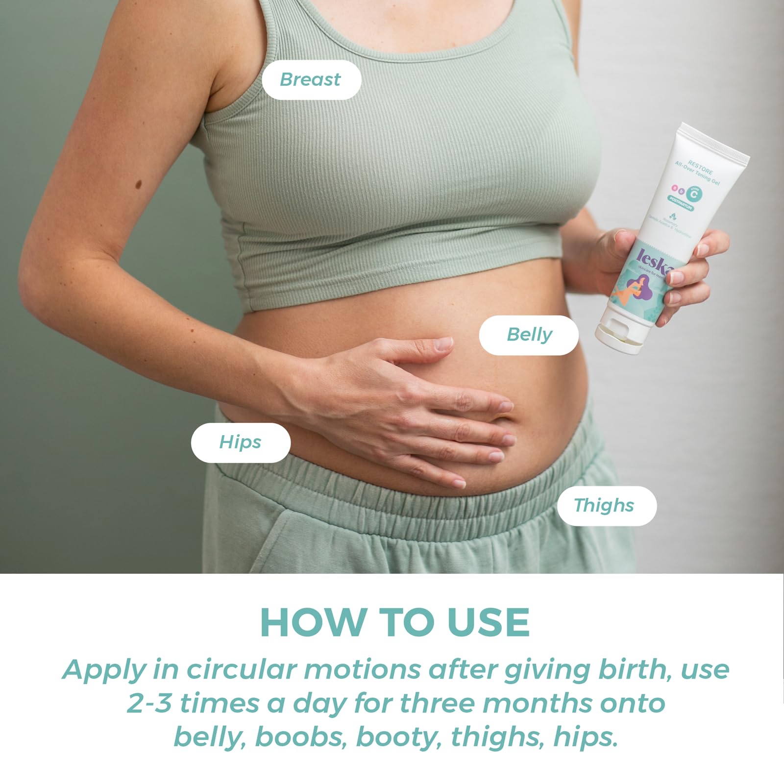 Leska Maternity Stage C Postpartum Recovery Set - 2-Pack All-Over Toning Gel (4oz Each) | Complete 3-Step Pregnancy Skin Care System | Firming & Hydrating for Post-Baby Body | Perfect for New Moms Seeking Post-Delivery Skin Tightening & Stretch Mark Care