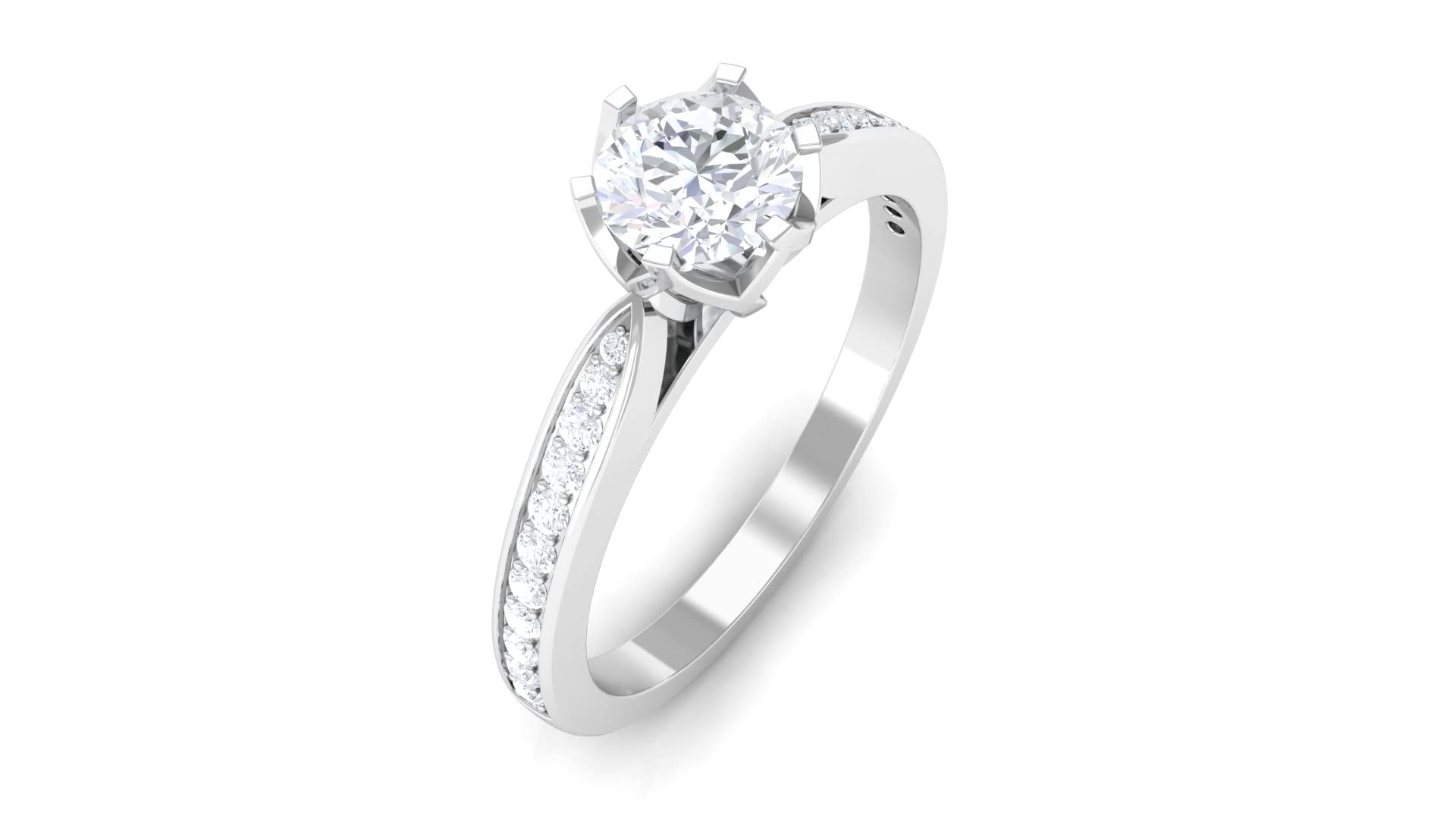 3/4 CT Certified Zircon Solitaire Engagement Ring for Women - 14K Solid Gold Cubic Zirconia Ring with Side Stones - Elegant CZ Wedding Band, Anniversary Gift & Promise Ring for Her - Perfect for Proposals, Special Occasions & Everyday Wear