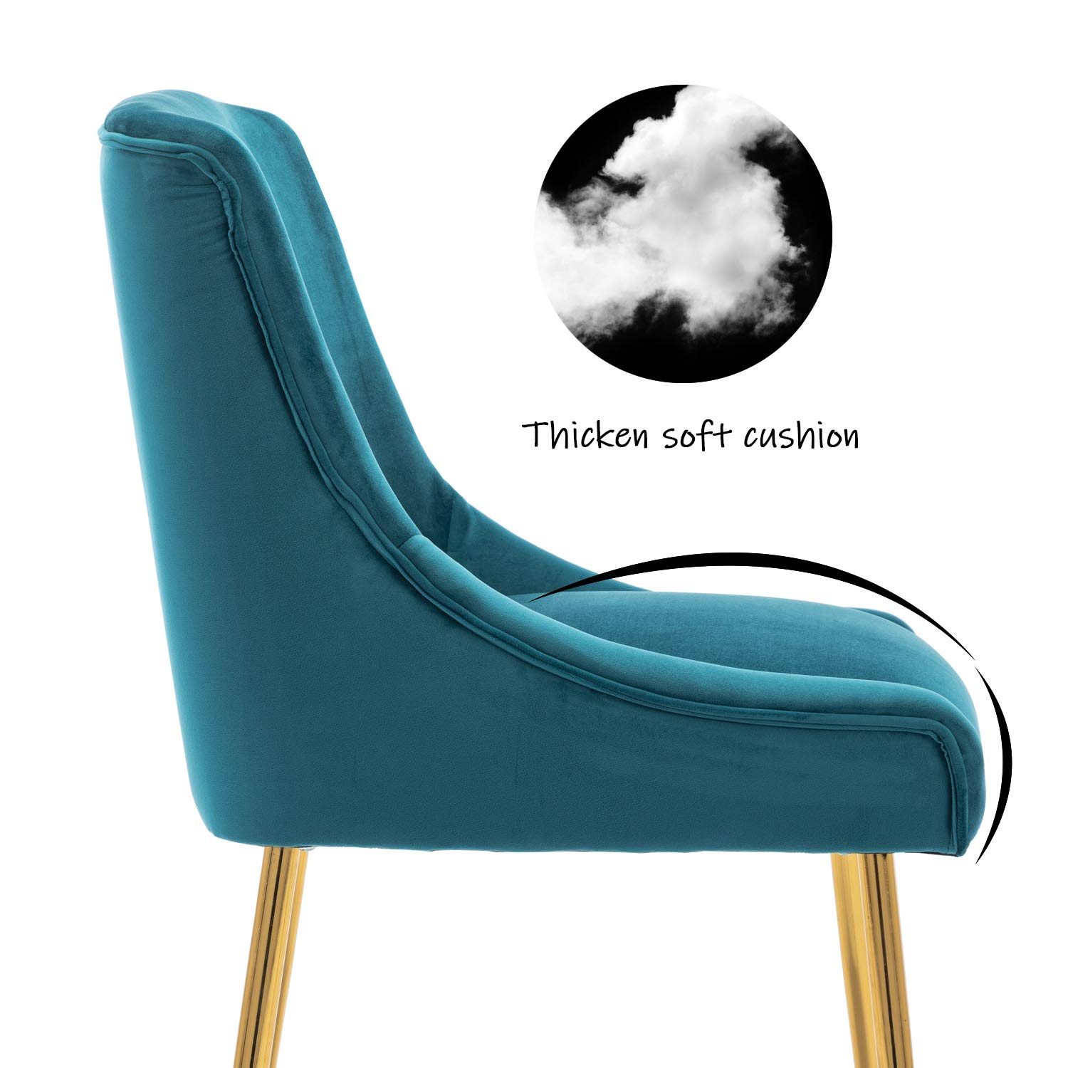 Guyou 4-Piece Teal Velvet Dining Chairs Set - Modern Upholstered Accent Chairs with Gold Metal Legs for Kitchen, Dining Room, Living Room & Bedroom - Elegant Home Decor for Dinner Parties & Cozy Gatherings