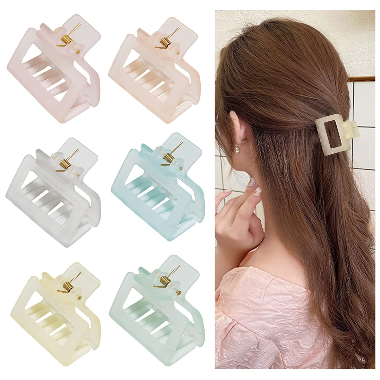 Glamifirsto Large Hair Clips for Women - Strong Hold Hair Claw Clips for Thick & Thin Hair (6-Pack) - Perfect Hair Accessories for Daily Styling, Work, Parties & Christmas Gifts