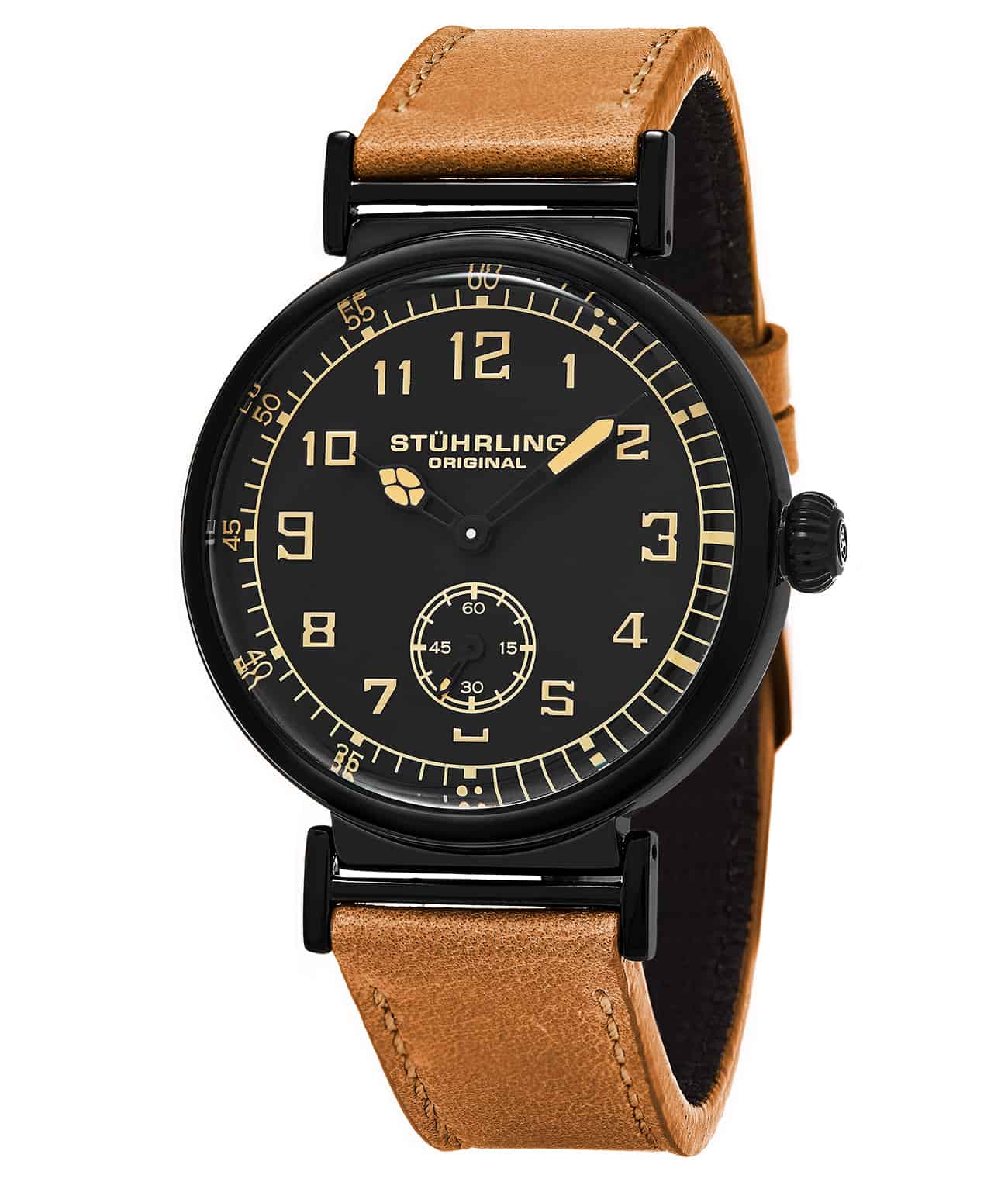 Black Dial / Black Case / Beige Leather Strap Tang Buckle