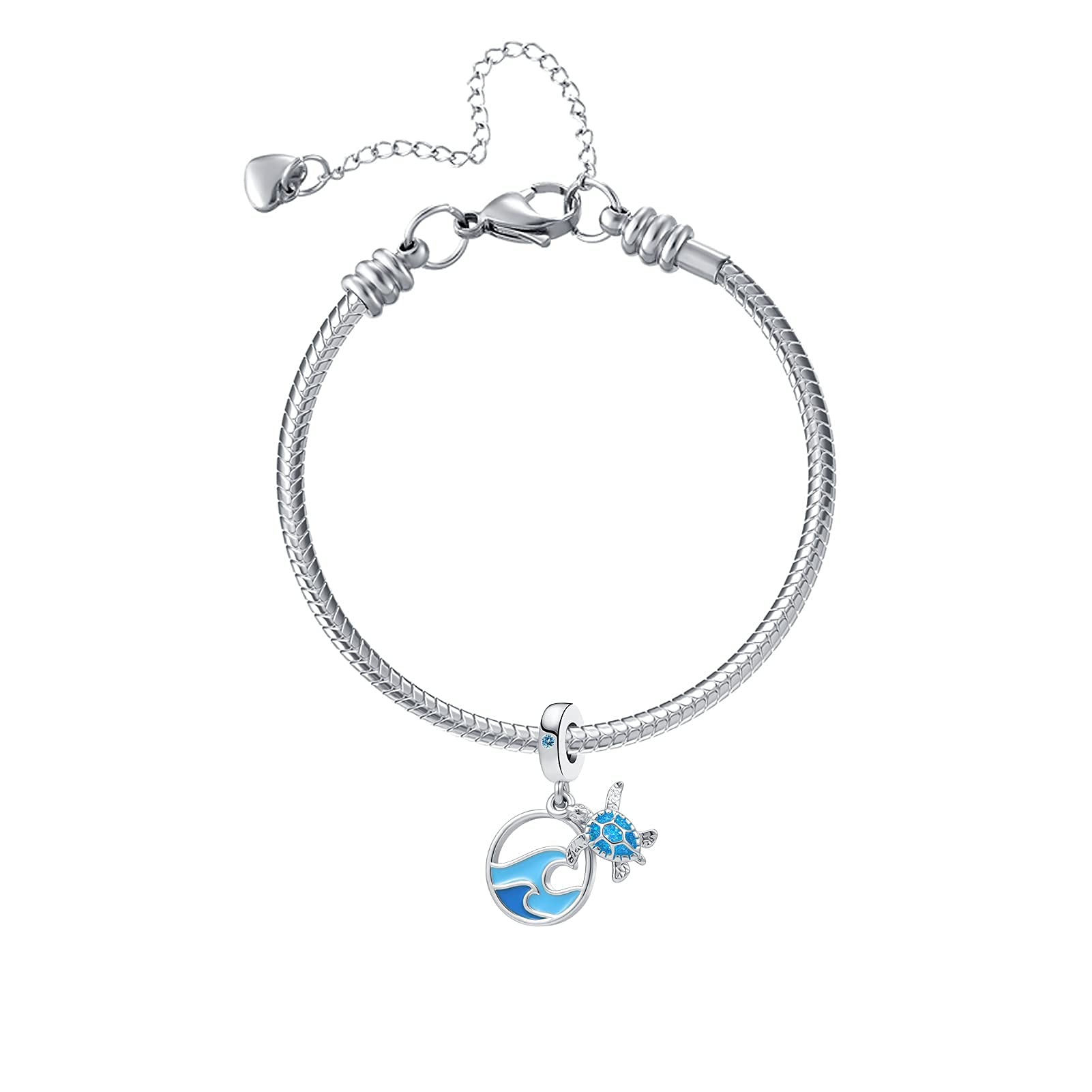 Blue Sea Turtle Charm Bead for Pandora Bracelets - Dangle Jewelry Gift for Women, Girlfriend, Mom, Sister, Wife - Perfect for Beach Party, Birthday & Anniversary Gifts