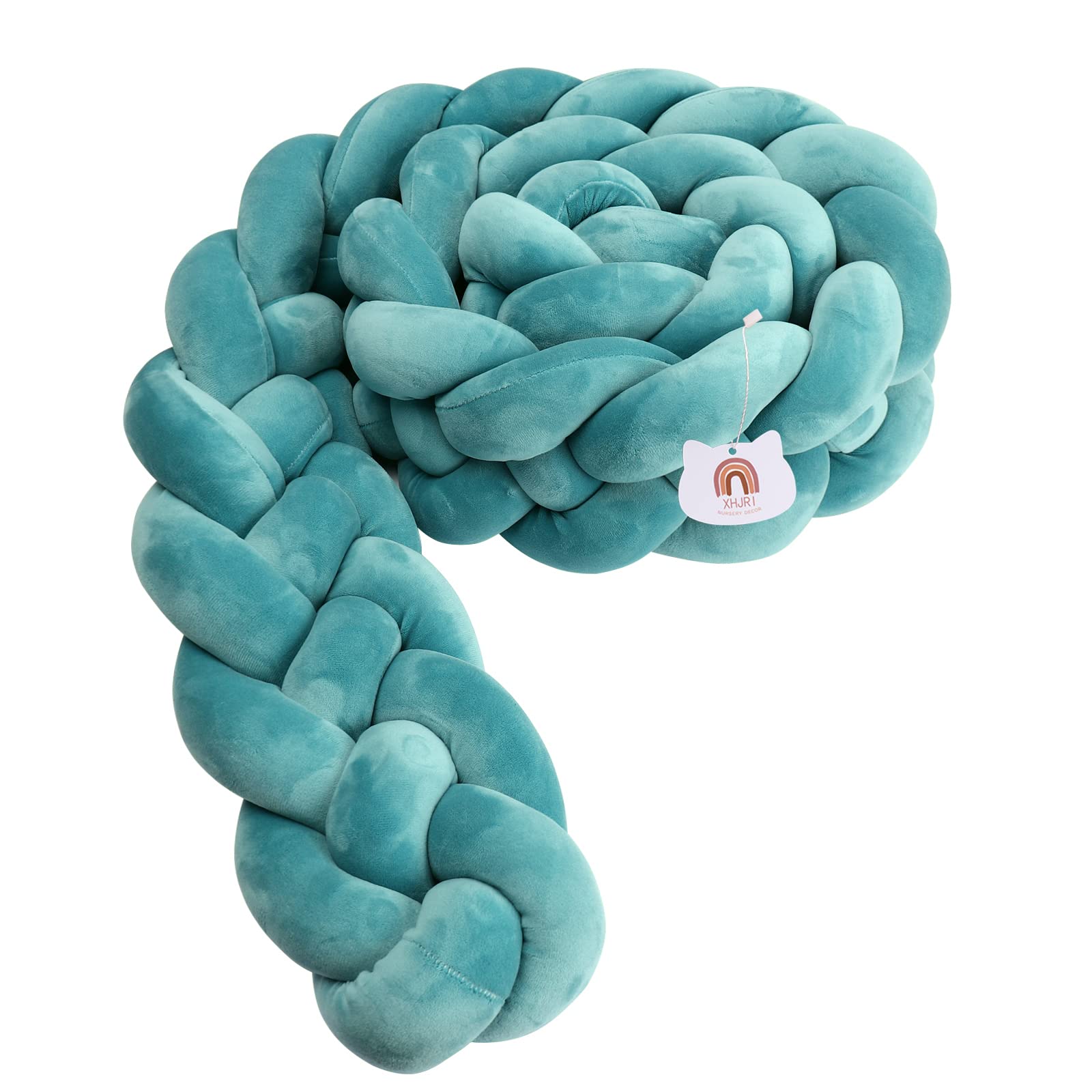 4 Strand Hand Woven Decorative Knotted Pillow - Soft Plush Throw Cushion for Bed Gap Filling, Sofa & Home Decor (Dark Cyan, 160 Inches) - Perfect for Living Room, Bedroom & Dorm Cozy Accents
