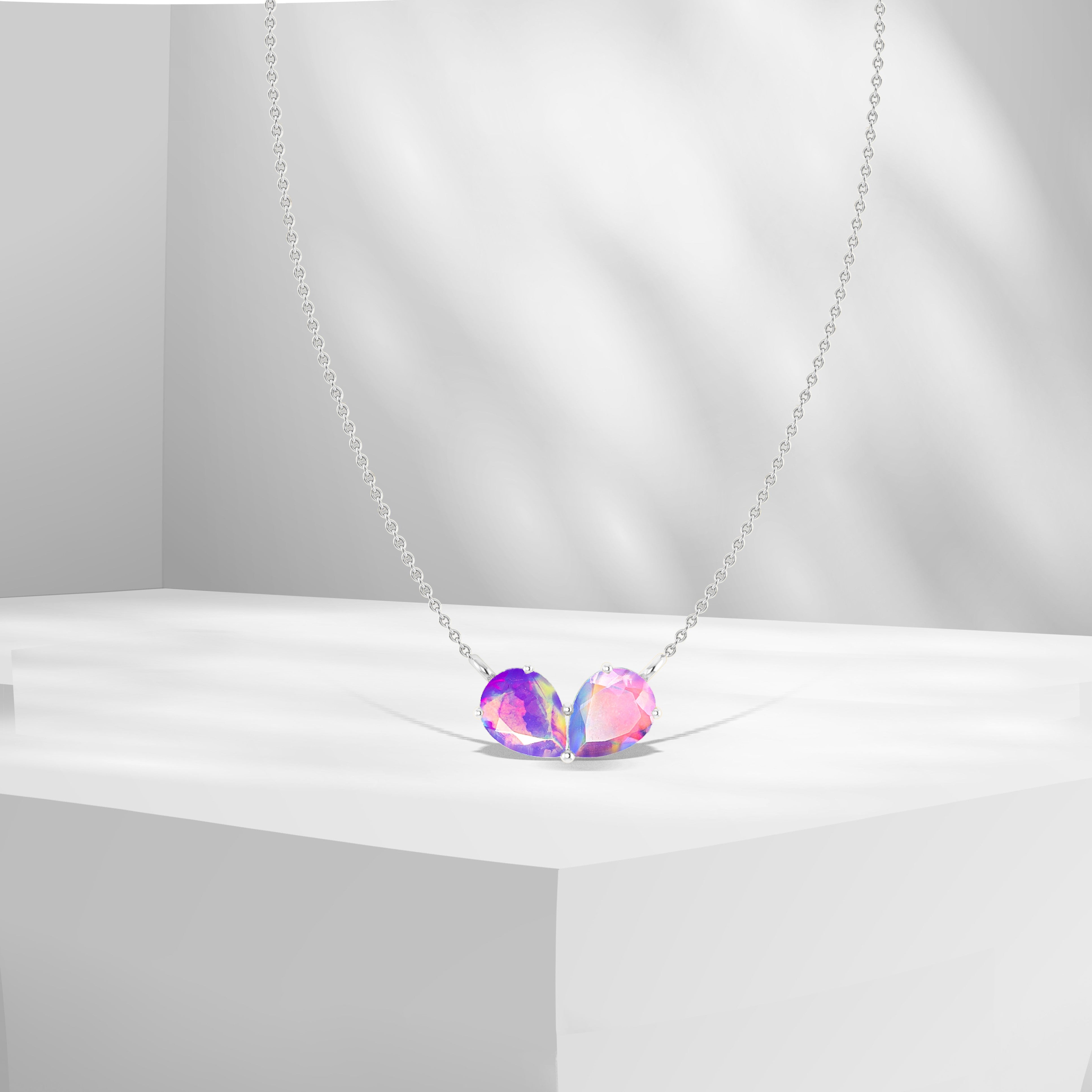 Black Opal Gemstone Pendant Necklace for Women - Elegant Jewelry Gift for Birthday, Anniversary & Special Occasions