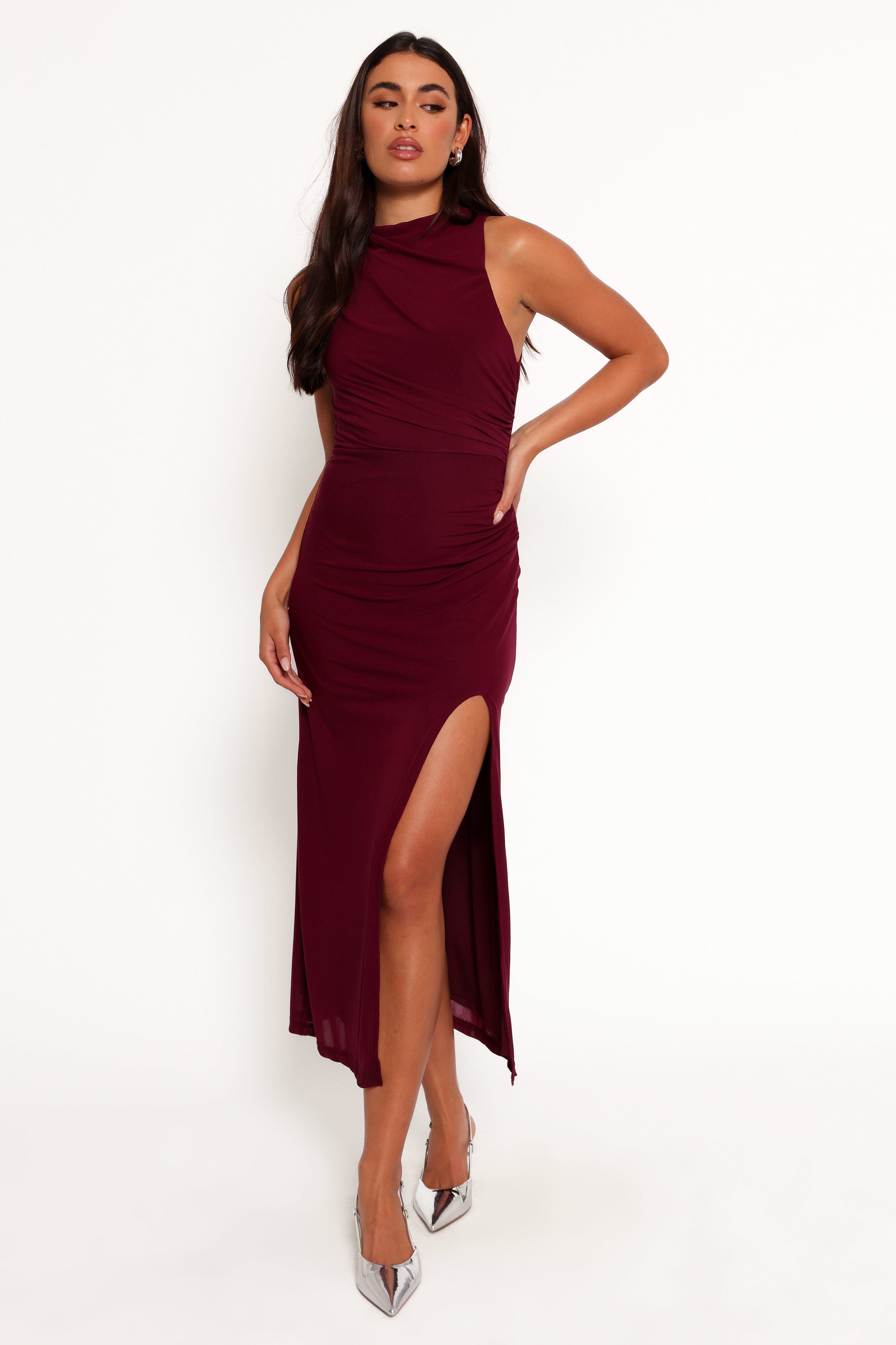Hayven Maxi Dress for Women - Elegant Plum Flowy Long Dress with Side Slits, Perfect for Summer, Beach, Vacations & Casual Outings