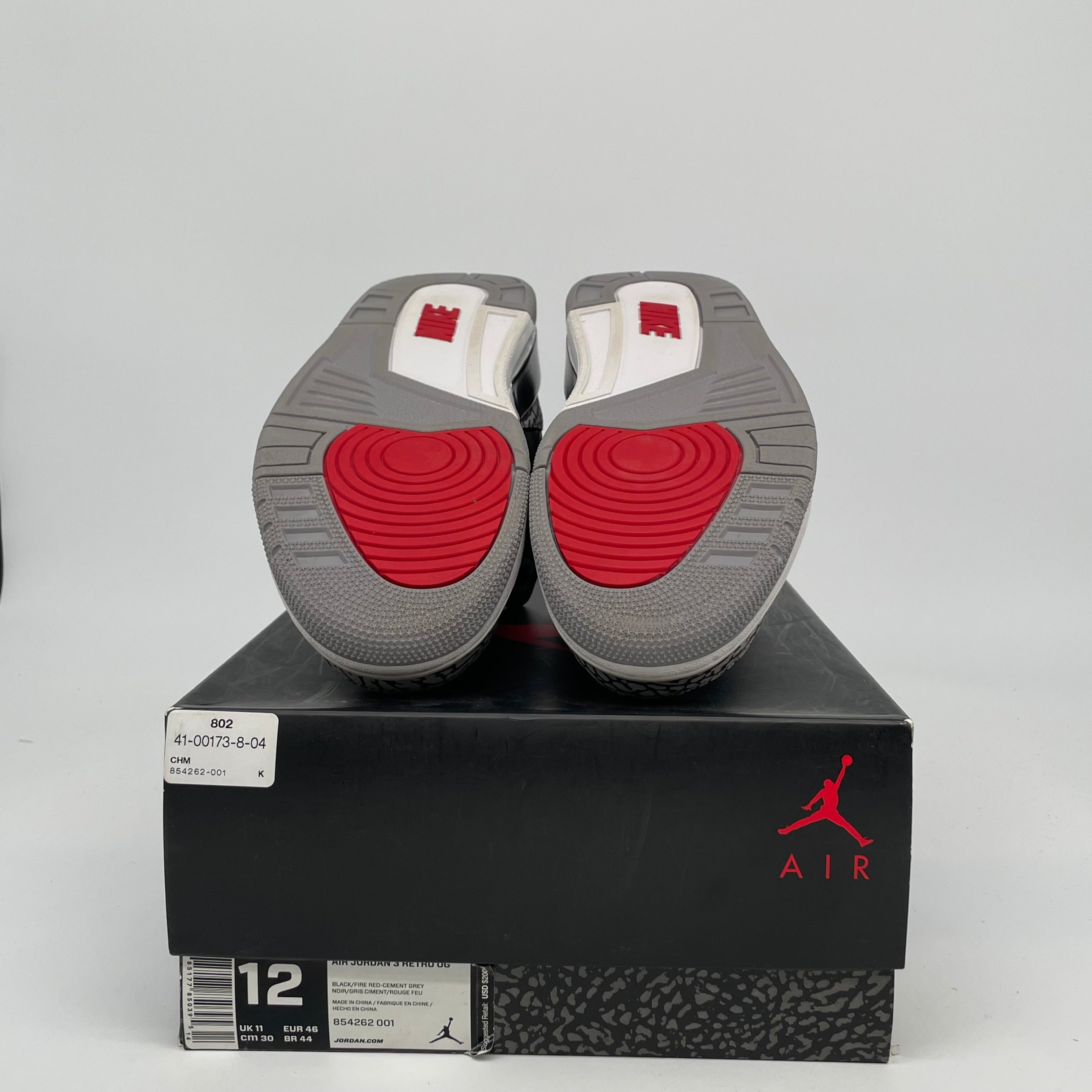 Original: AIR JORDAN 3 BLACK CEMENT SIZE 12 854262 001   Optimized: Air Jordan 3 Retro Black Cement Men's Basketball Shoes Size 12 (854262-001) - Authentic Sneakers for Streetwear & Basketball Games