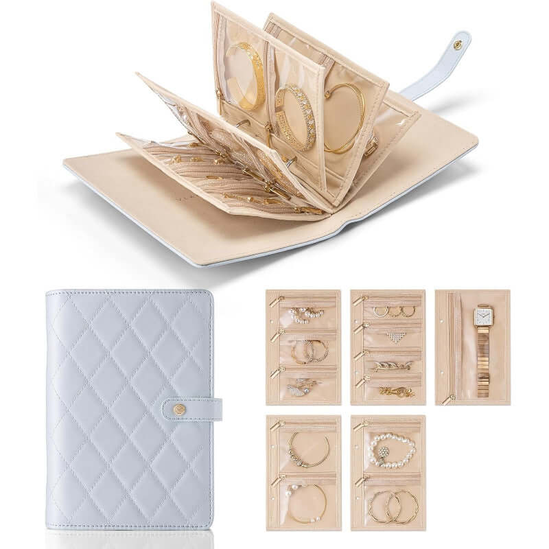Premium Jewelry Organizer Case - Zippered Binder Book with Storage Pouch | APJ313 | Perfect for Travel, Home & Gift Giving