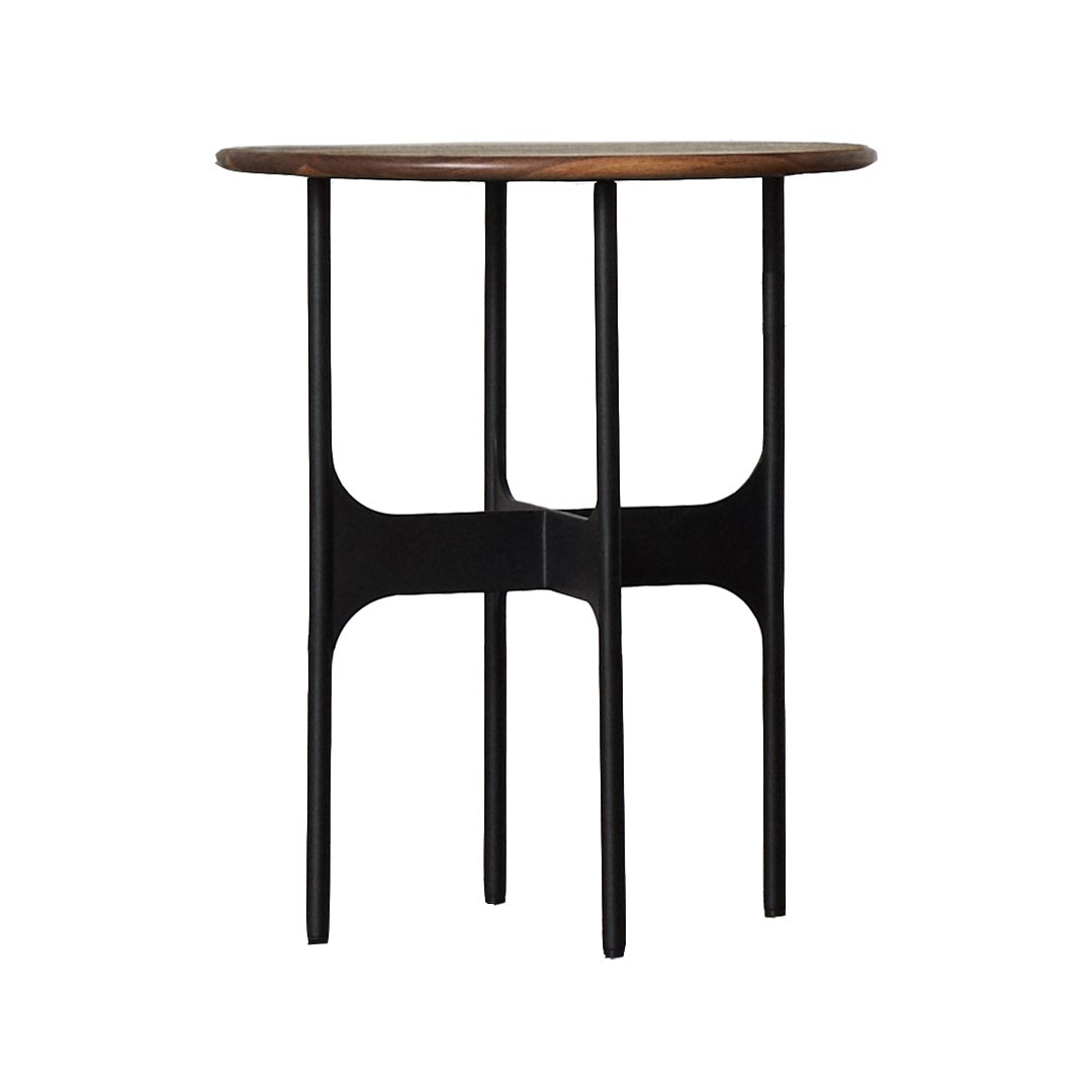 Floema Modern Side Table - Small End Table for Living Room, Bedroom, or Office - Stylish Accent Table with Sturdy Metal Frame & Wooden Top - Perfect for Holding Lamps, Books, or Decor