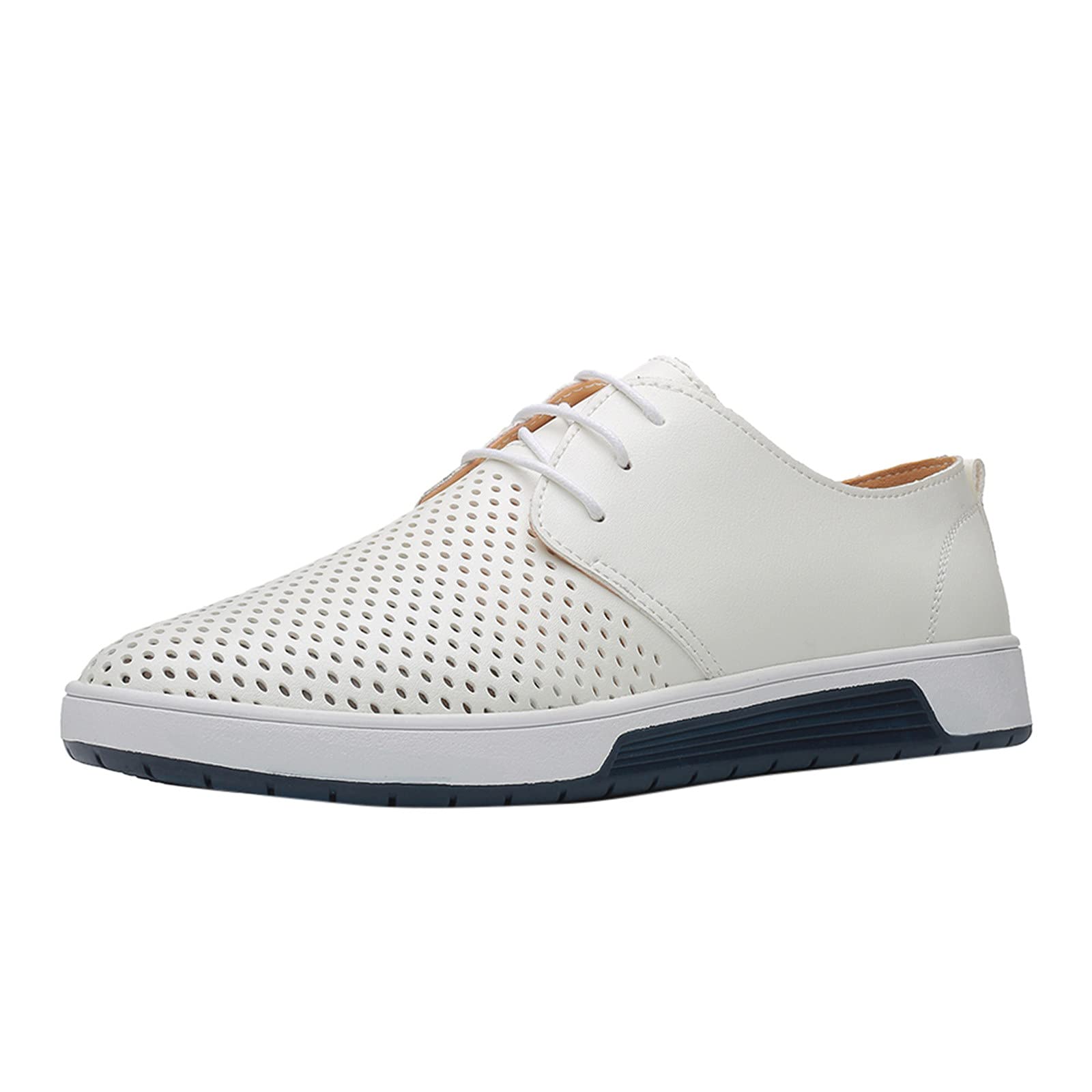 Breathable Hollow Design Men's Leather Dress Shoes for Summer - Business Casual & Office Wear - Size 14 - Comfortable Lightweight Formal Shoes for Men