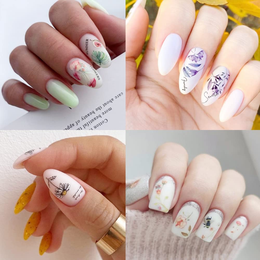 Zepitniy 3D Flower Nail Stickers - 8 Sheets Self-Adhesive Nail Art Decorations for Women & Girls | Perfect for DIY Manicures, Parties & Special Occasions