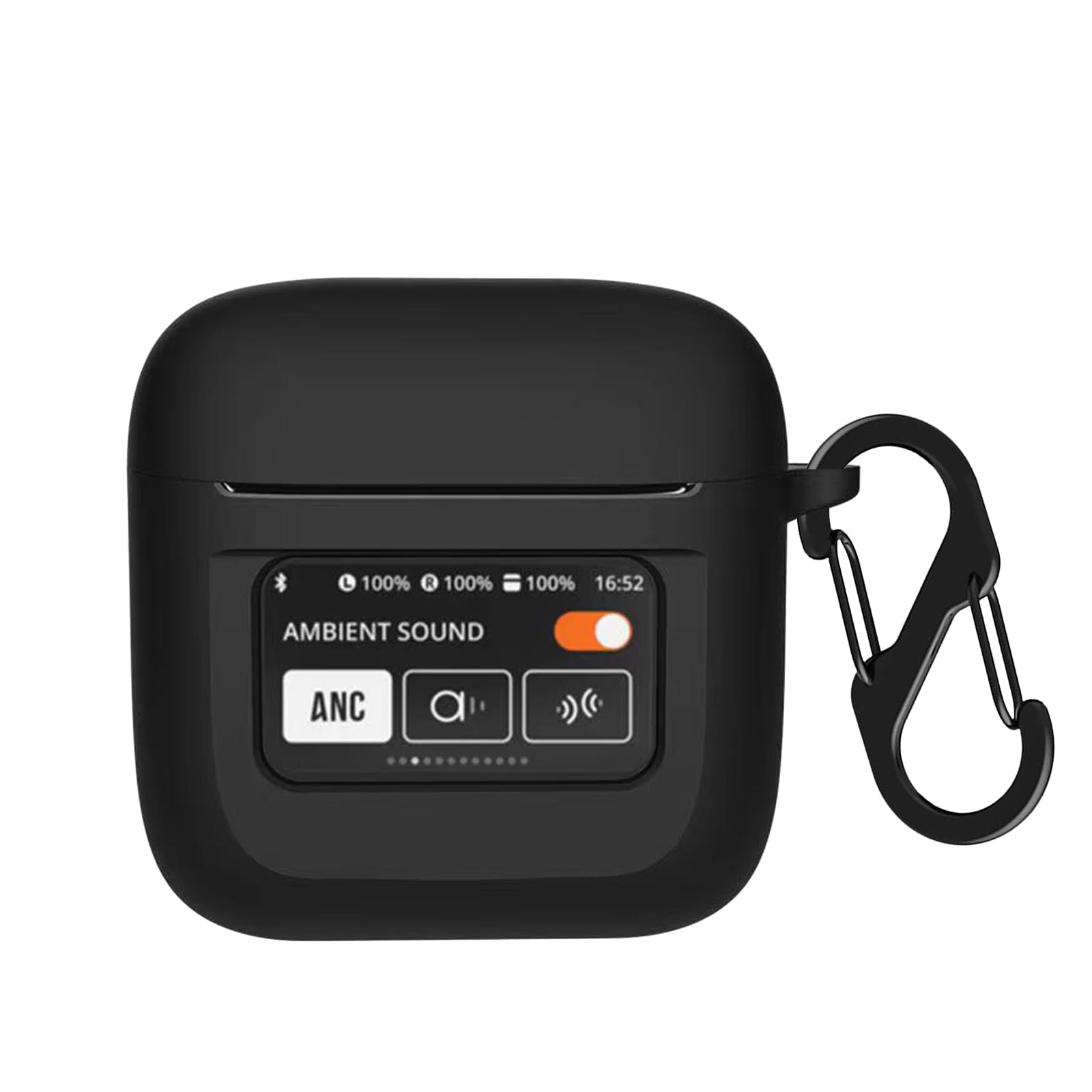 Premium Shockproof Silicone Case for JBL Tour Pro 2 Earbuds (2023 Model) - Durable Protective Cover with Carabiner Clip Accessory (Black) | Perfect for Travel, Gym & Outdoor Activities
