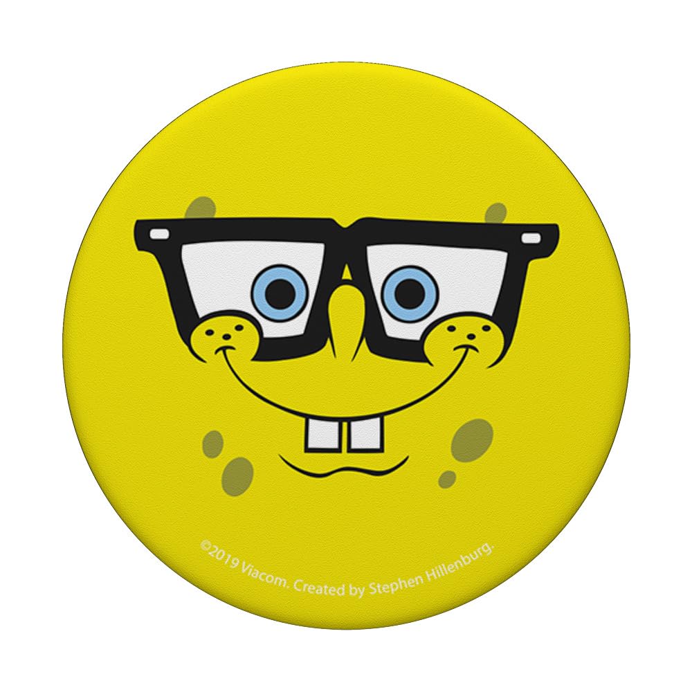SpongeBob SquarePants Nerd Glasses PopSocket - Standard PopGrip with Swappable Top for Phones & Tablets - Perfect for Fans, Students, and Office Workers