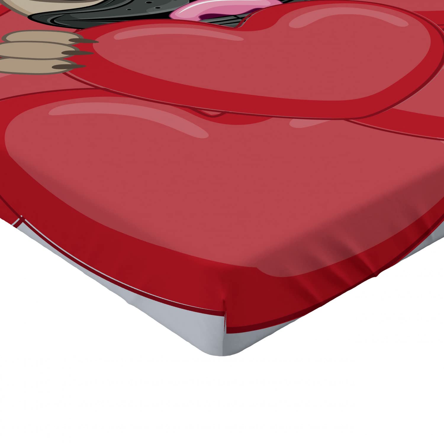 Ambesonne Pug Fitted Sheet, Dog Drawing with Hearts, Twin XL - Perfect for Pet Lovers' Bedroom Decor