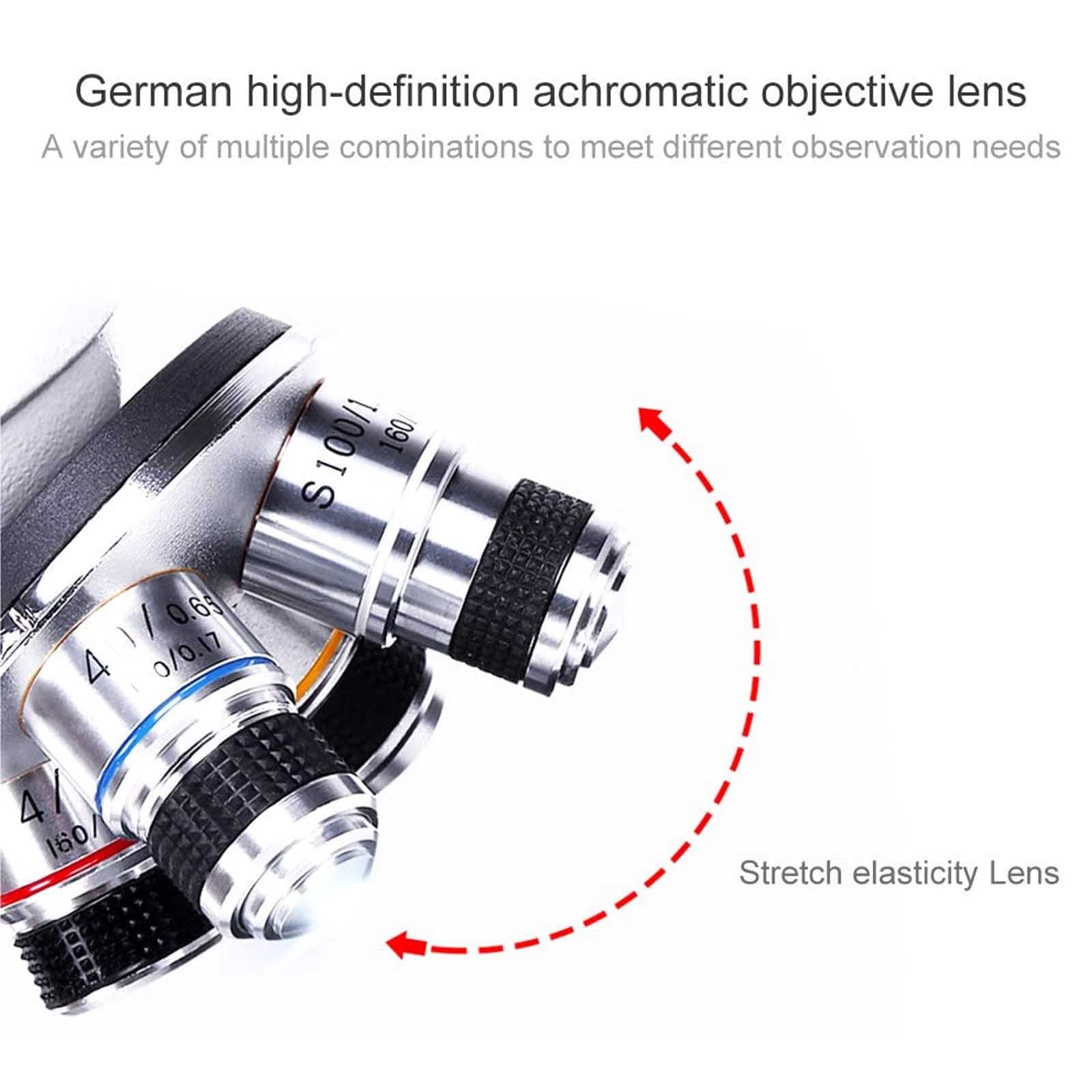 40x-10000x Binocular Compound Microscope with Slides Set & Phone Adapter - LED Illumination, 45° Tilt, 360° Rotation - Ideal for School Labs, Home Education & Scientific Research (White)
