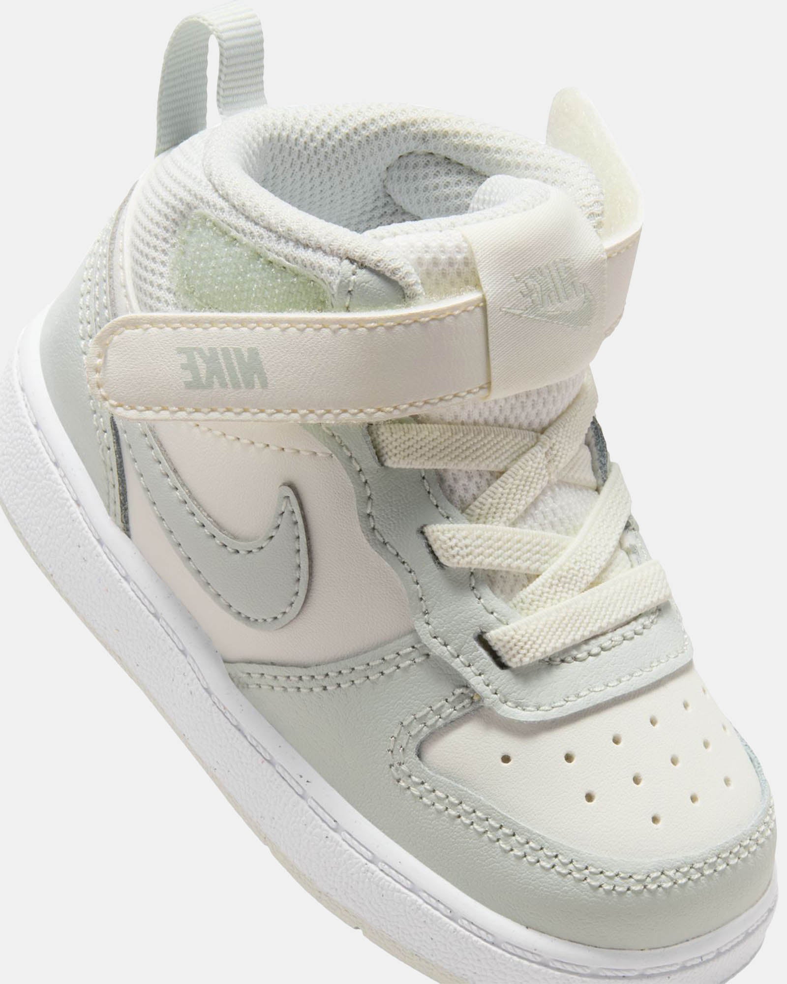 Nike Court Borough Mid 2 Infant Sneakers - Sail/Light Silver/White - Comfortable & Durable Kids Shoes for Playground & Casual Wear