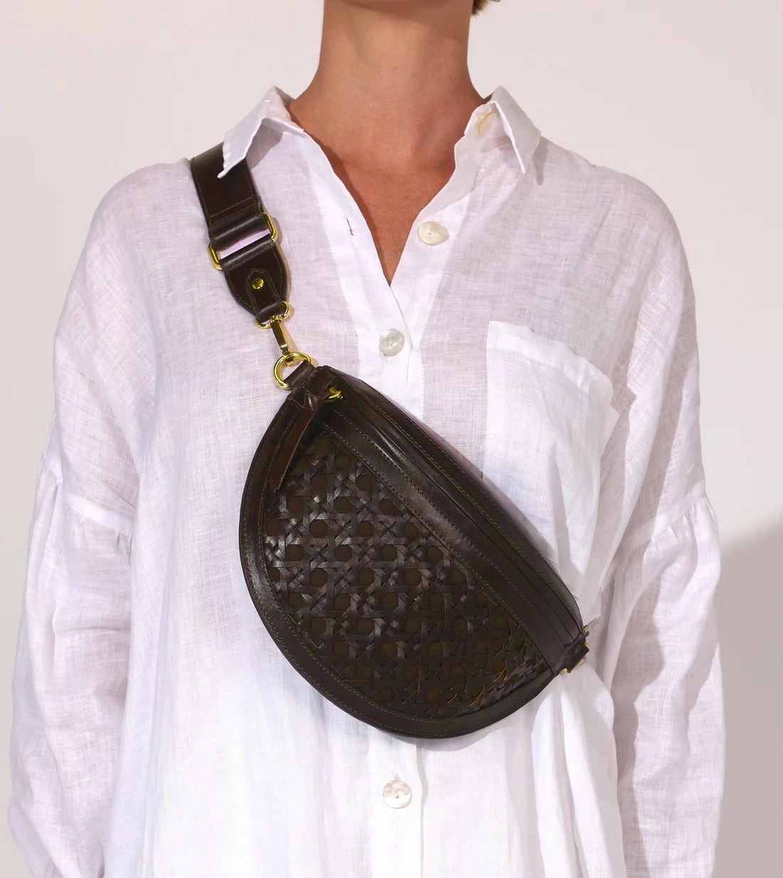 Dewitt Weave Crossbody Bag for Women - Stylish Brown Leather Shoulder Purse - Perfect for Everyday Use, Travel & Shopping