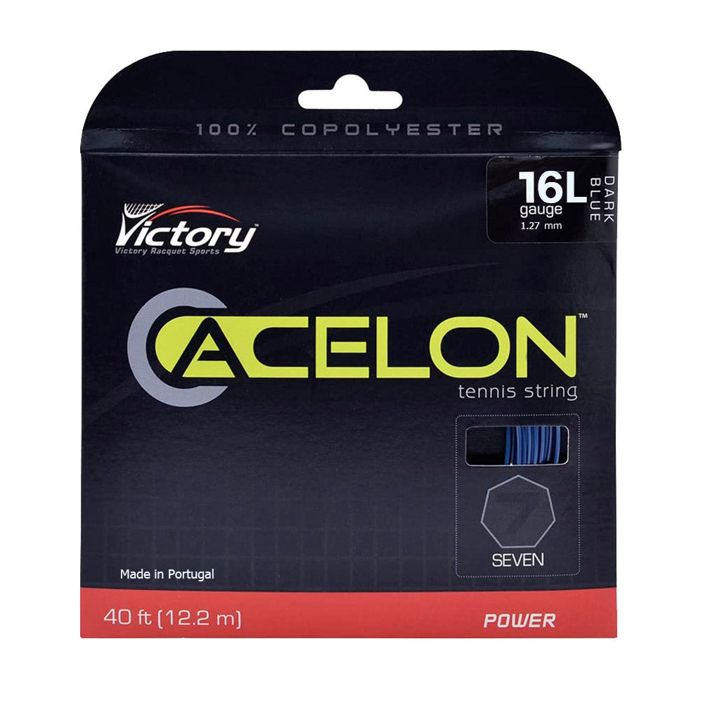 Acelon 7 Copoly 16L/1.27mm Blue Tennis String (40 Feet Cut from Reel) - Professional Tennis Racket String for Enhanced Performance & Durability on Court