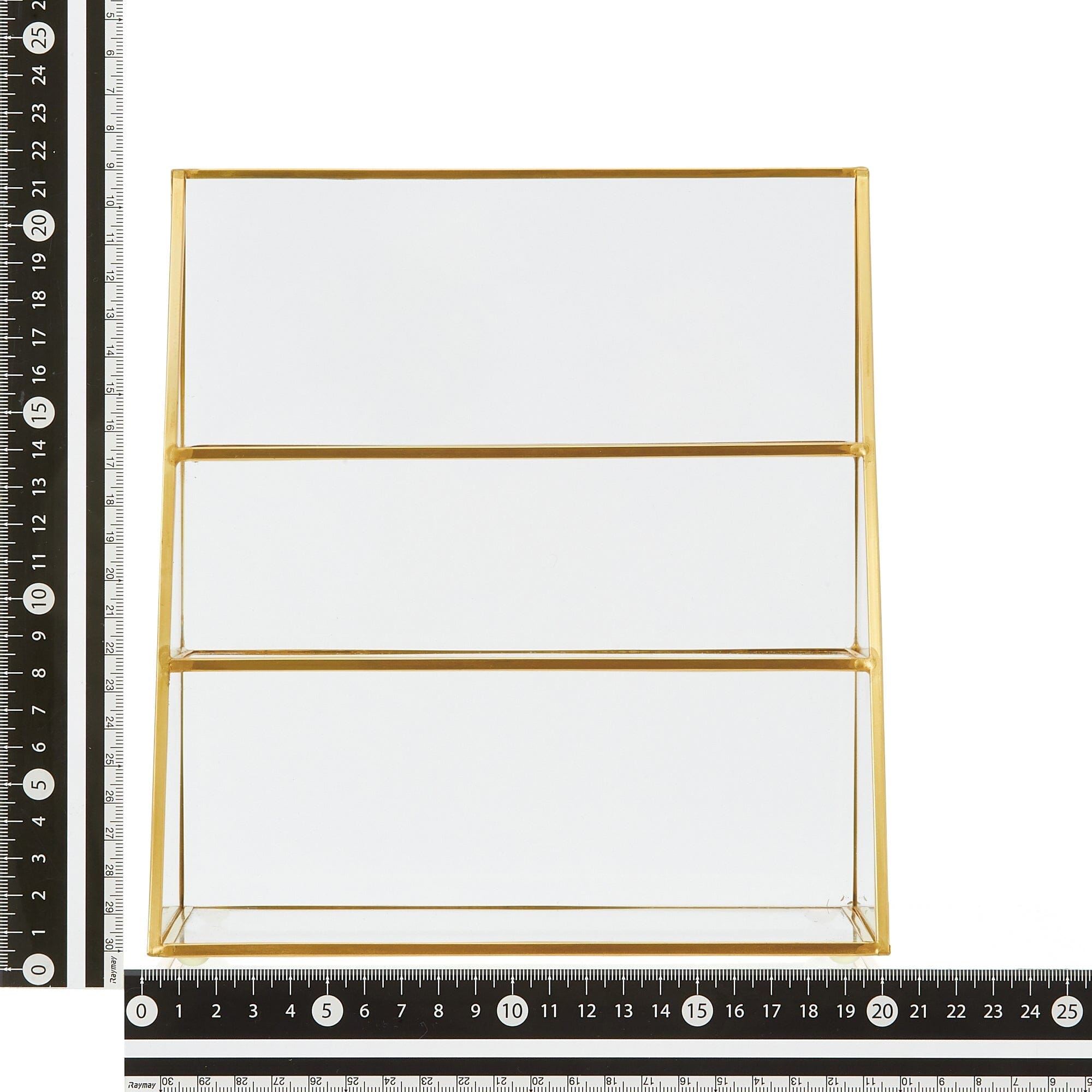 Glass Organizer Stand - 3-Tier Clear Desktop Display for Makeup, Jewelry & Office Supplies | Perfect for Vanity, Bathroom & Workspace Organization