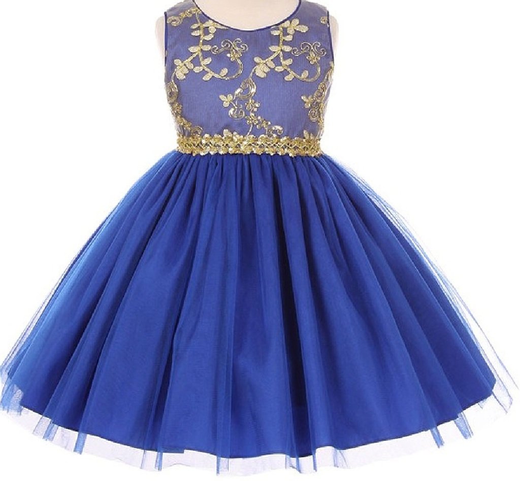 **Golden Embroidered Tulle Flower Girl Dresses for Little Girls – Perfect for Weddings, Parties & Special Occasions**