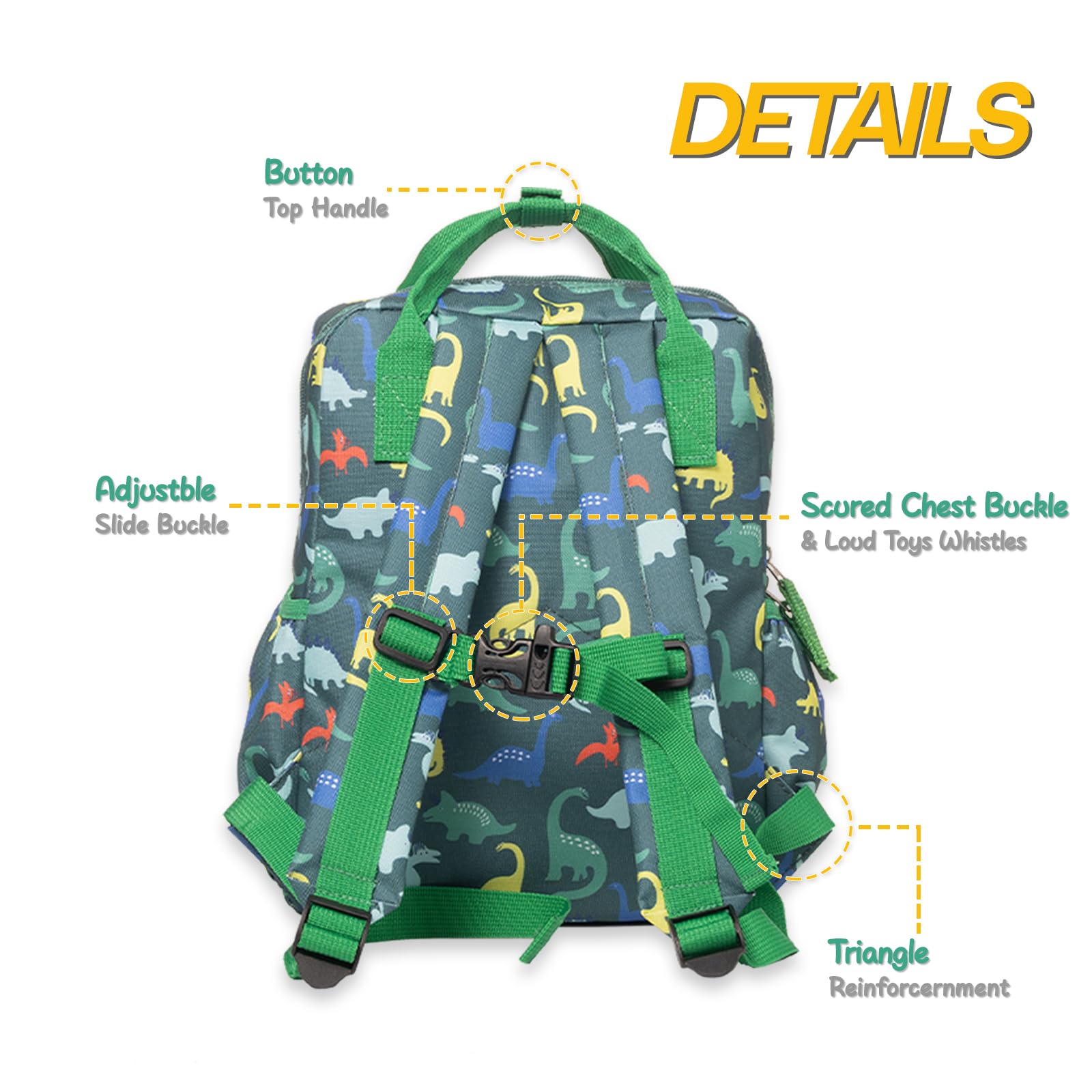 Dinosaur Toddler Backpack for Boys & Girls Ages 2-5 - Cute Preschool Backpack with Adjustable Chest Strap - Perfect for Kindergarten, Daycare & Travel - Lightweight Kids Bookbag for School Supplies & Daily Use