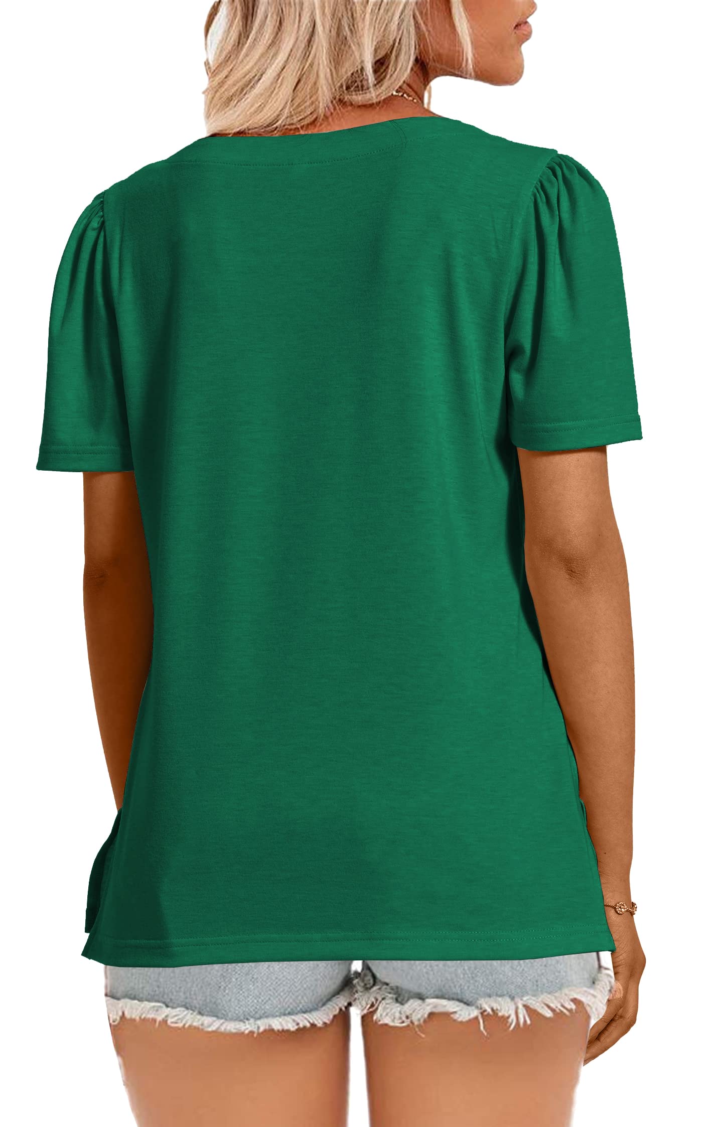 JomeDesign Women's Summer Tops - Short Sleeve Crew Neck T-Shirts with Puff Sleeves | Casual Blouse for Beach, Vacation & Everyday Wear
