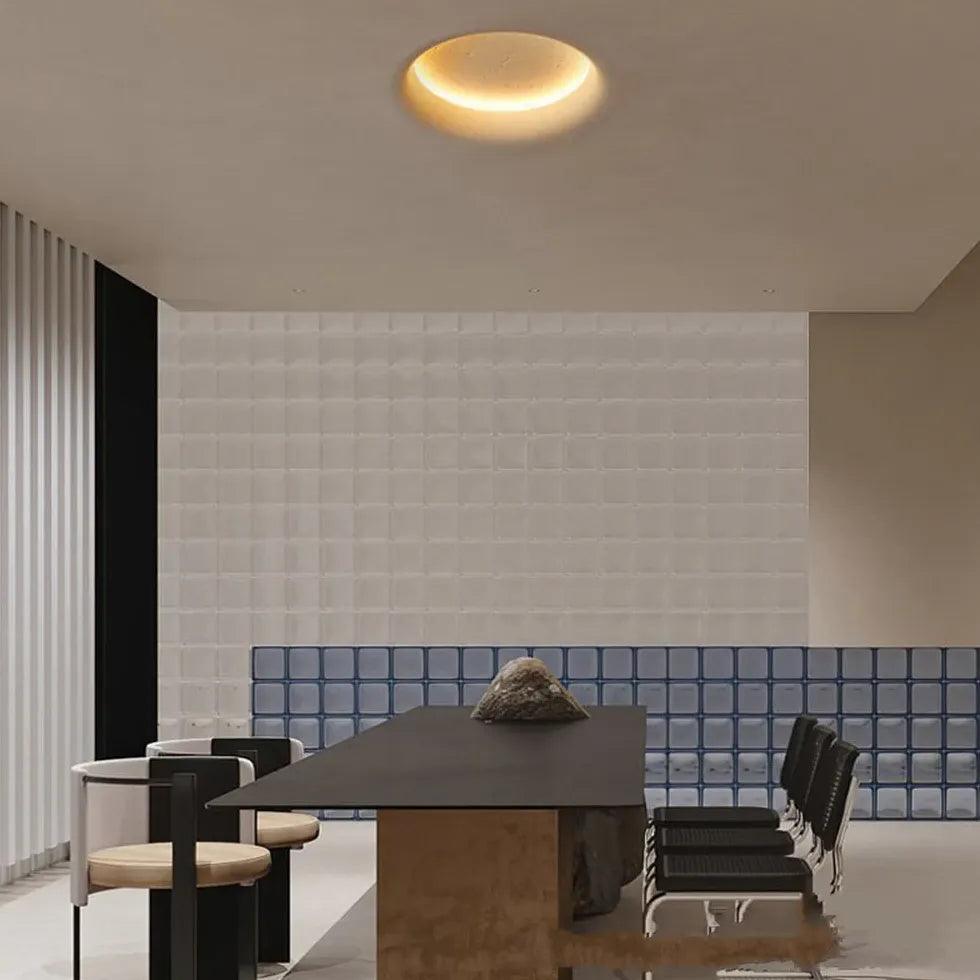 Modern White Moon Gypsum Flush Mount Wall Lights - Sleek Minimalist Ceiling Lighting for Bedroom, Living Room & Hallway