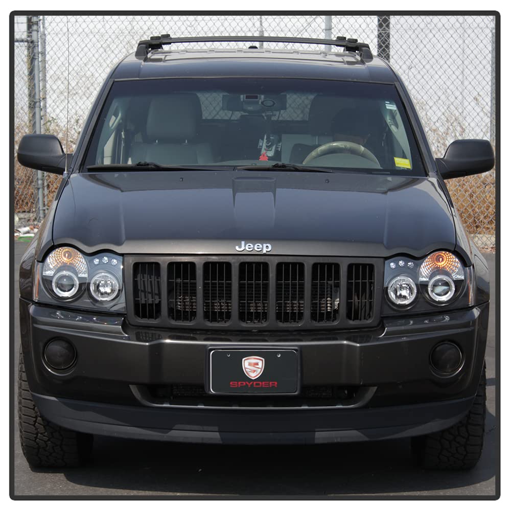 05-07 Jeep Grand Cherokee LED Halo Headlights - Black/Clear Lens for Enhanced Night Driving & Off-Road Style