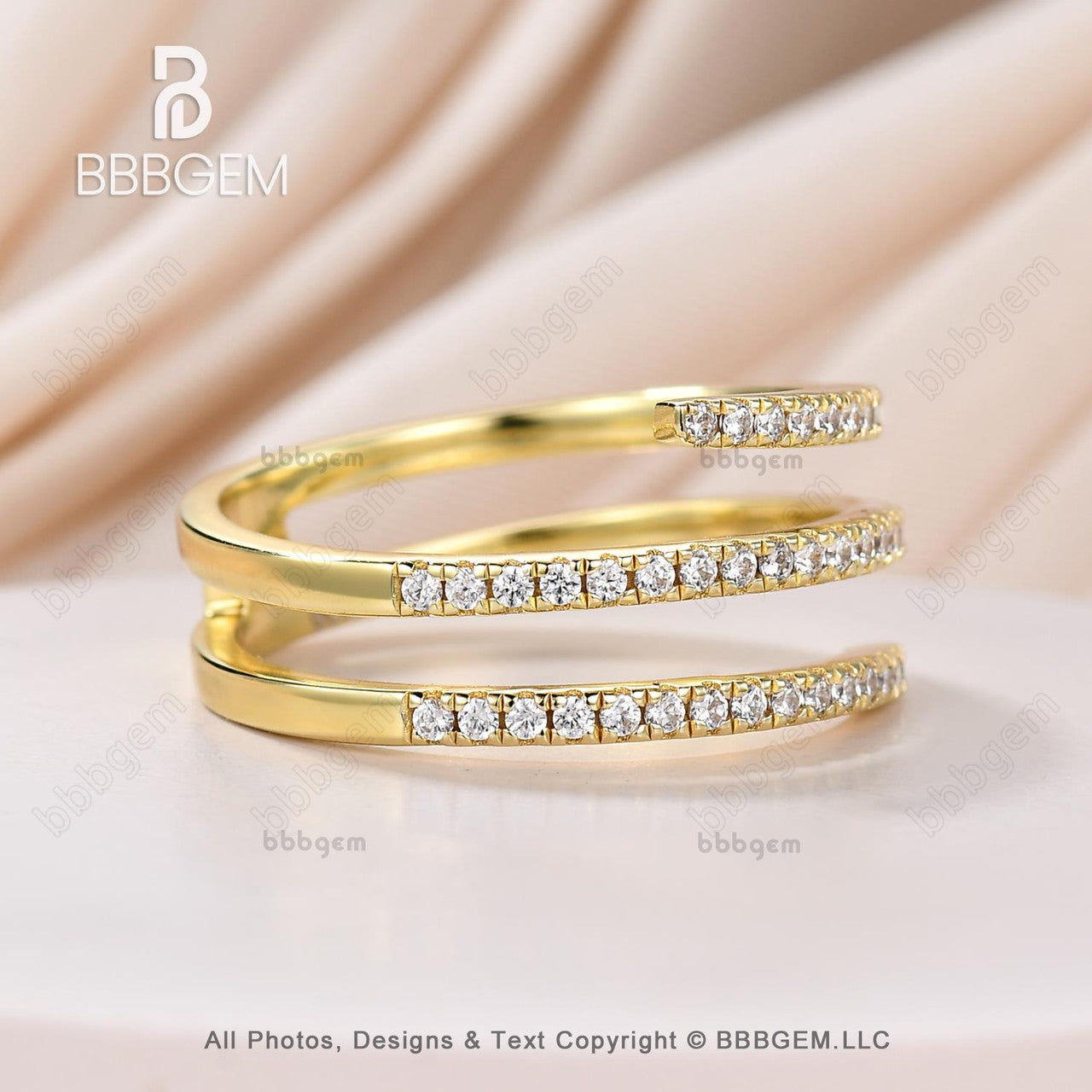 Elegant Silver & Yellow Gold Moissanite Spiral Wrap Ring for Women | Diamond Coil Finger Ring | Perfect for Weddings, Parties & Everyday Wear