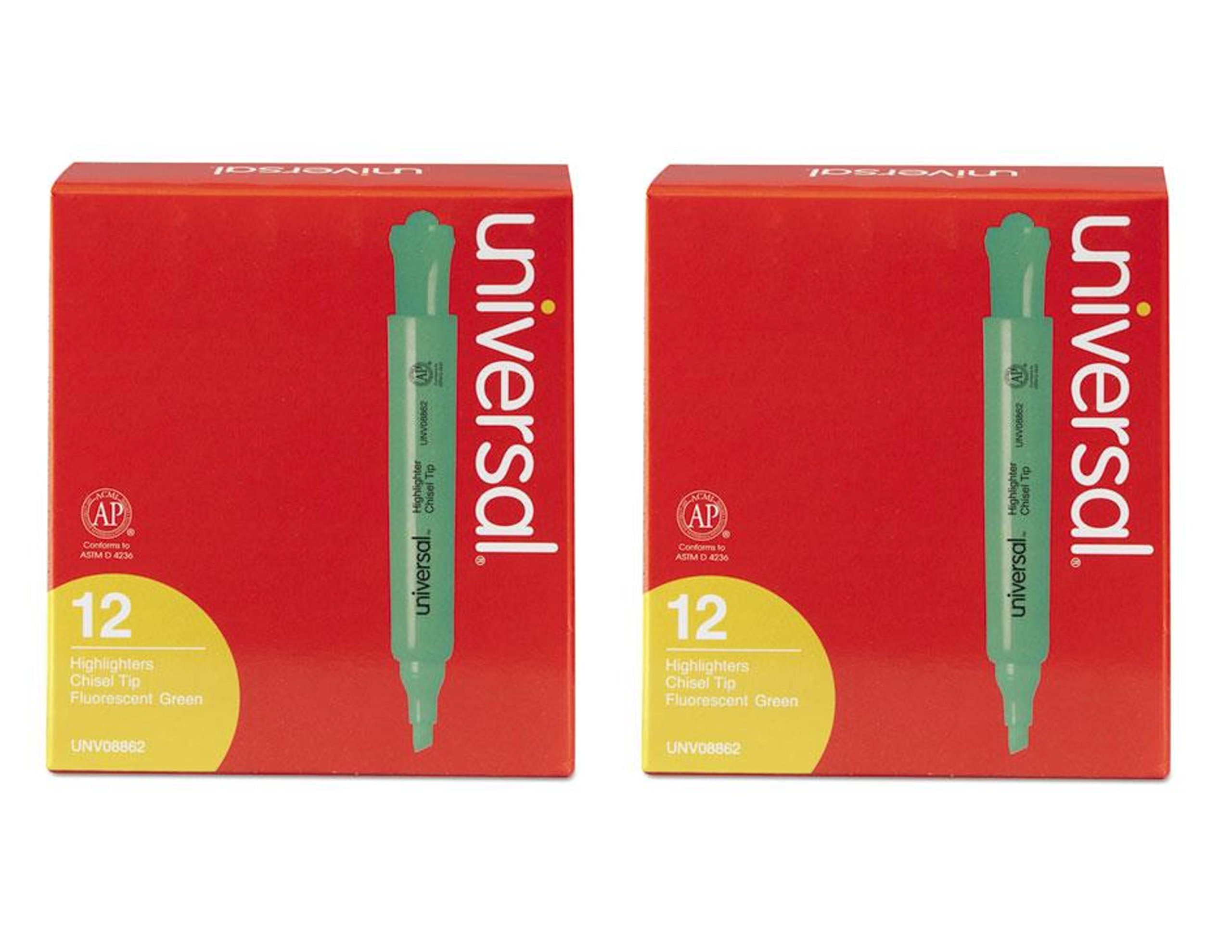Universal Desk Highlighter - Green Chisel Tip Fluorescent Markers (Pack of 24) - Perfect for Office, School, Note-Taking & Study Supplies