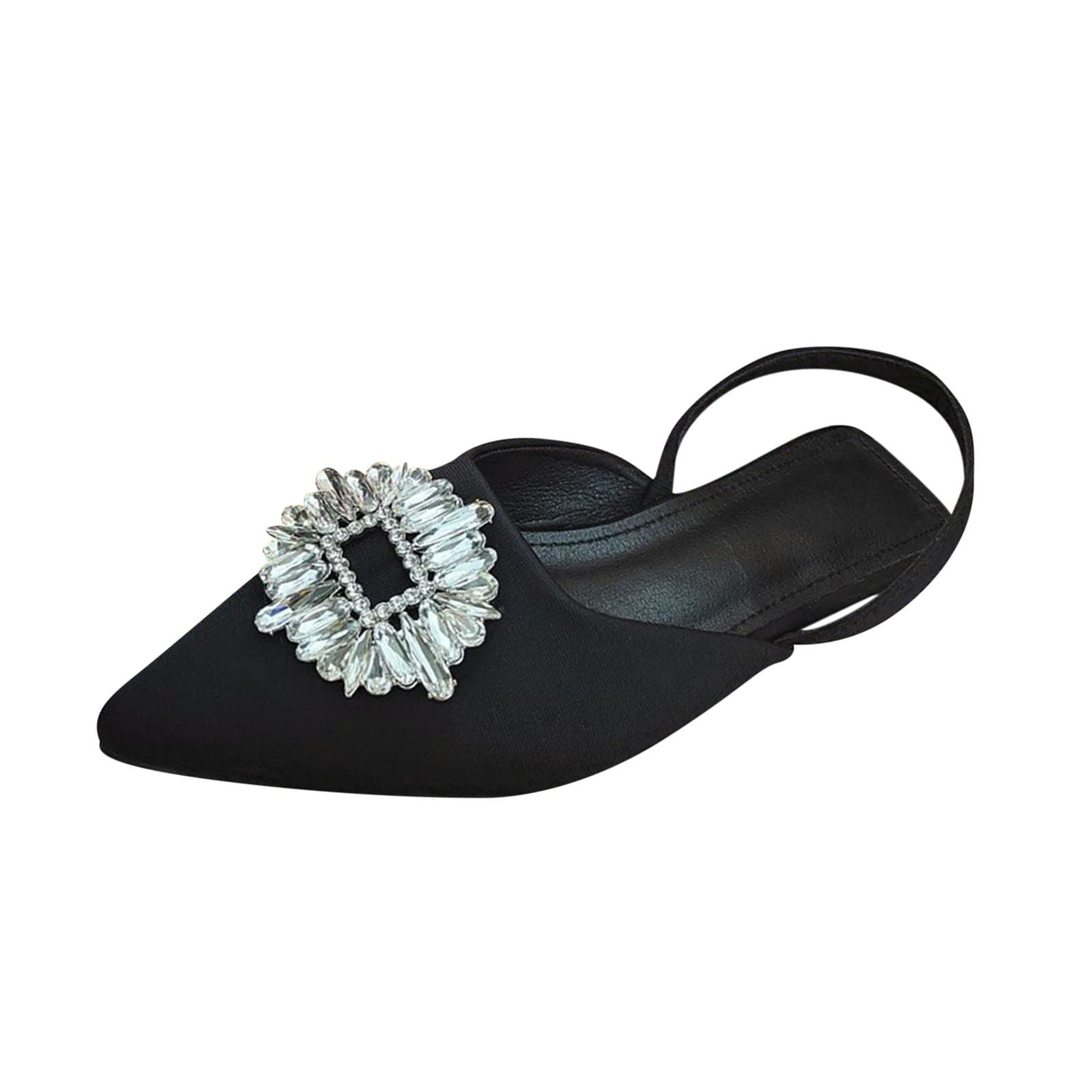 Women's Sunflower Rhinestone Flat Sandals - Pointed Toe Slip-On Summer Shoes | Lightweight Comfortable Casual Dress Sandals for Beach, Vacation & Daily Wear