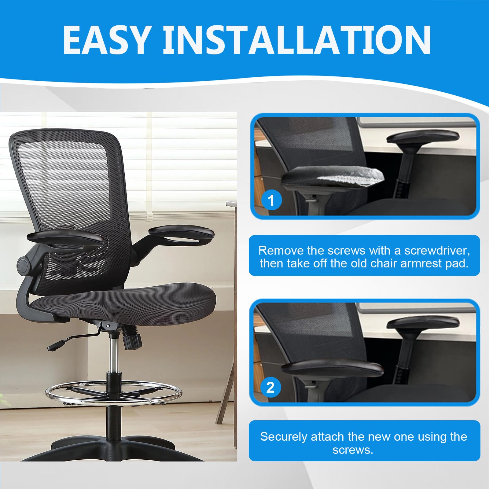 Universal Office Chair Replacement Armrest Pads - 4