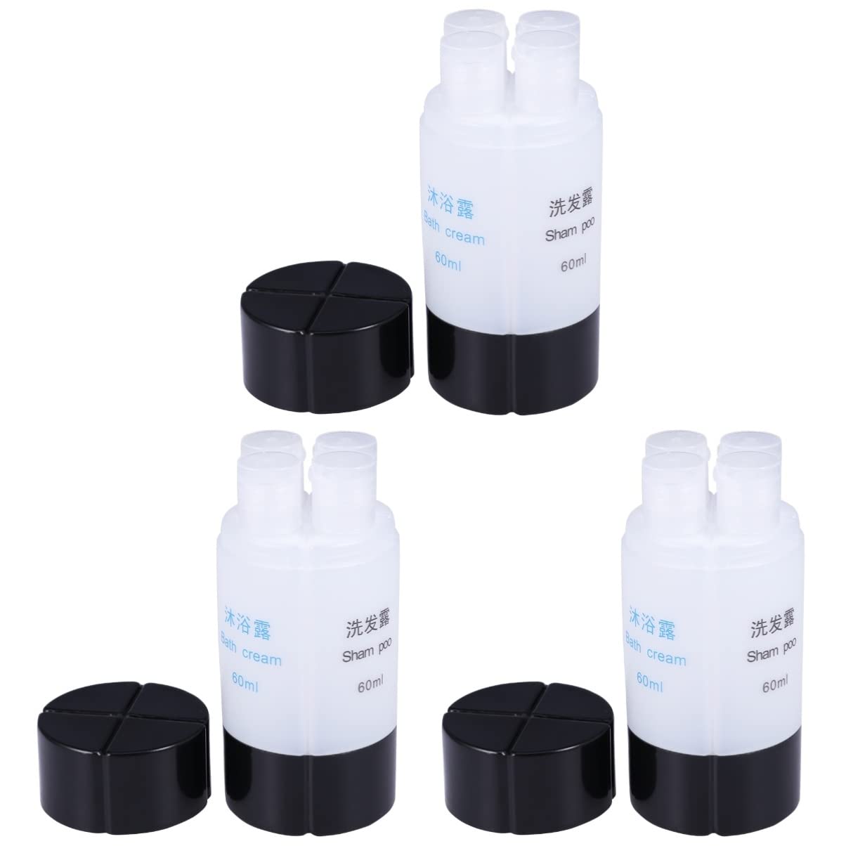 Beaupretty 3-Piece Leakproof Travel Bottles Set - 60ml (2oz) 4-in-1 Toiletry Containers for Shampoo, Lotion & Soap | Portable Cosmetic Dispensers | Perfect for Air Travel, Gym & Camping Organization